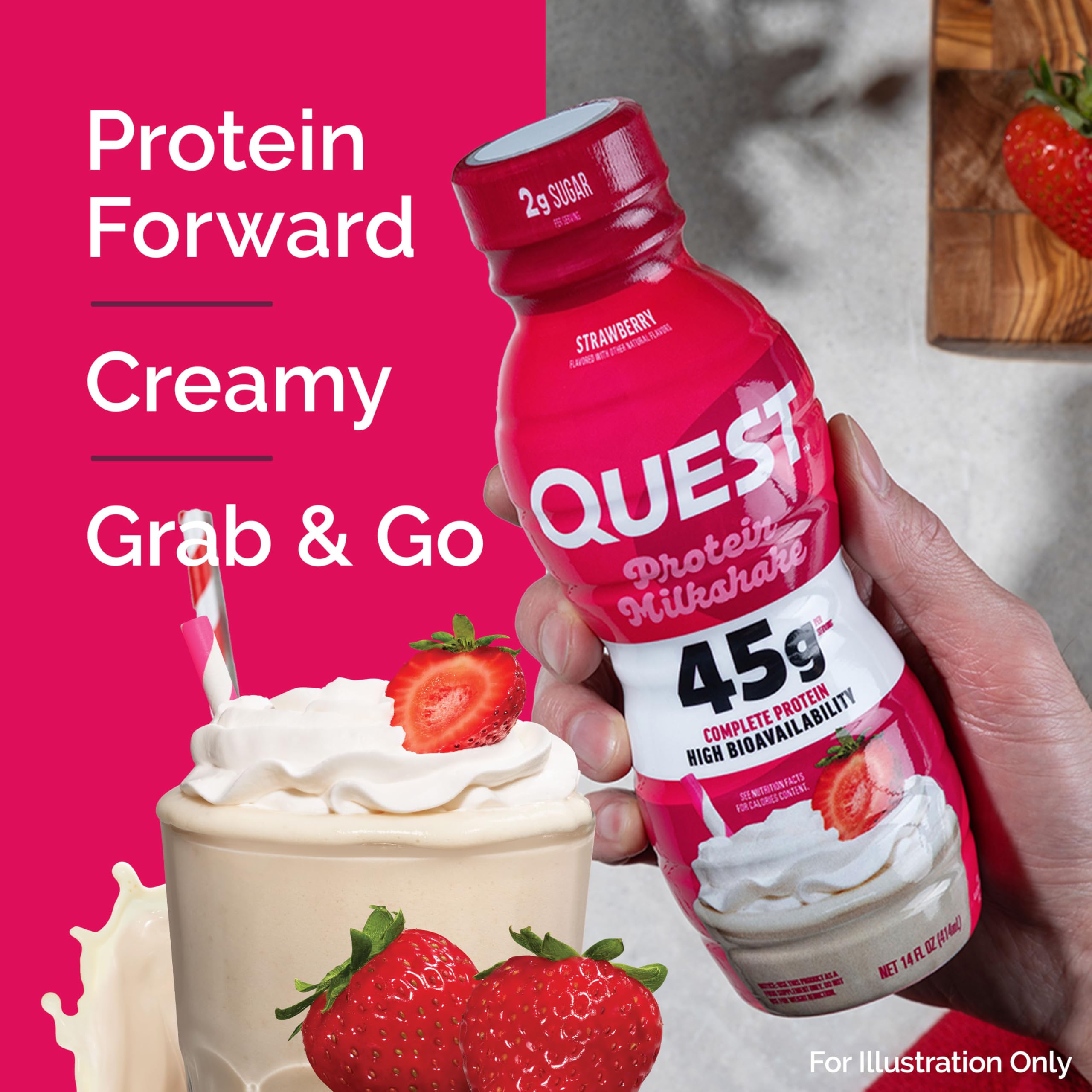 Quest Nutrition Strawberry Protein Shake, 45g Protein, 2g Sugar, 4g Net Carbs, Ready to Drink, Gluten Free, 4 Count Quest buy supplements canada