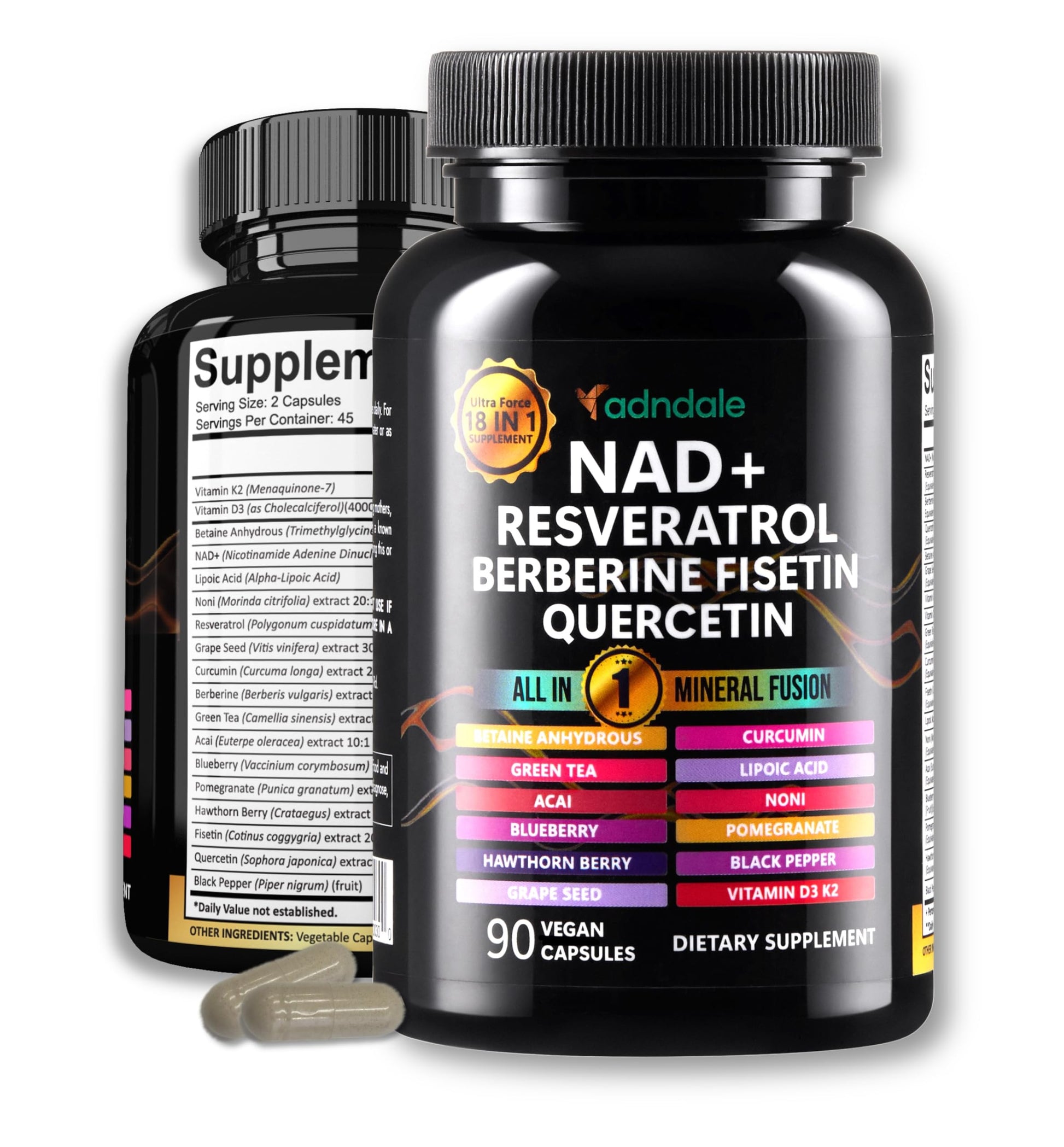 Adndale Liposomal NAD Supplement. Longevity Formula NMN Supplement Alternative. 90CT Advanced NAD+ Resveratrol Adndale buy supplements canada