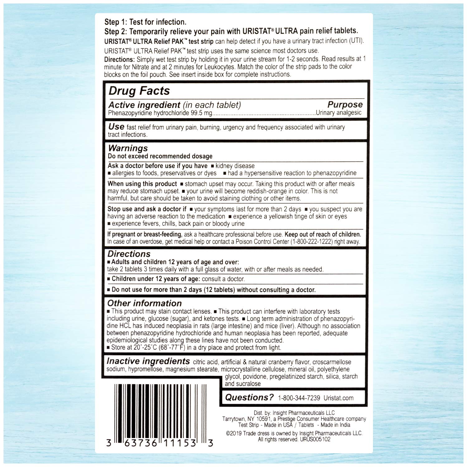 Uristat Ultra Strength Urinary Tract Infection Treatments and Test Relief Kit – 1 UTI Test Strip & 12 Cranberry Flavor Relief Tablets to Ease Urinary Pain, Burning & Urgency URISTAT buy supplements canada