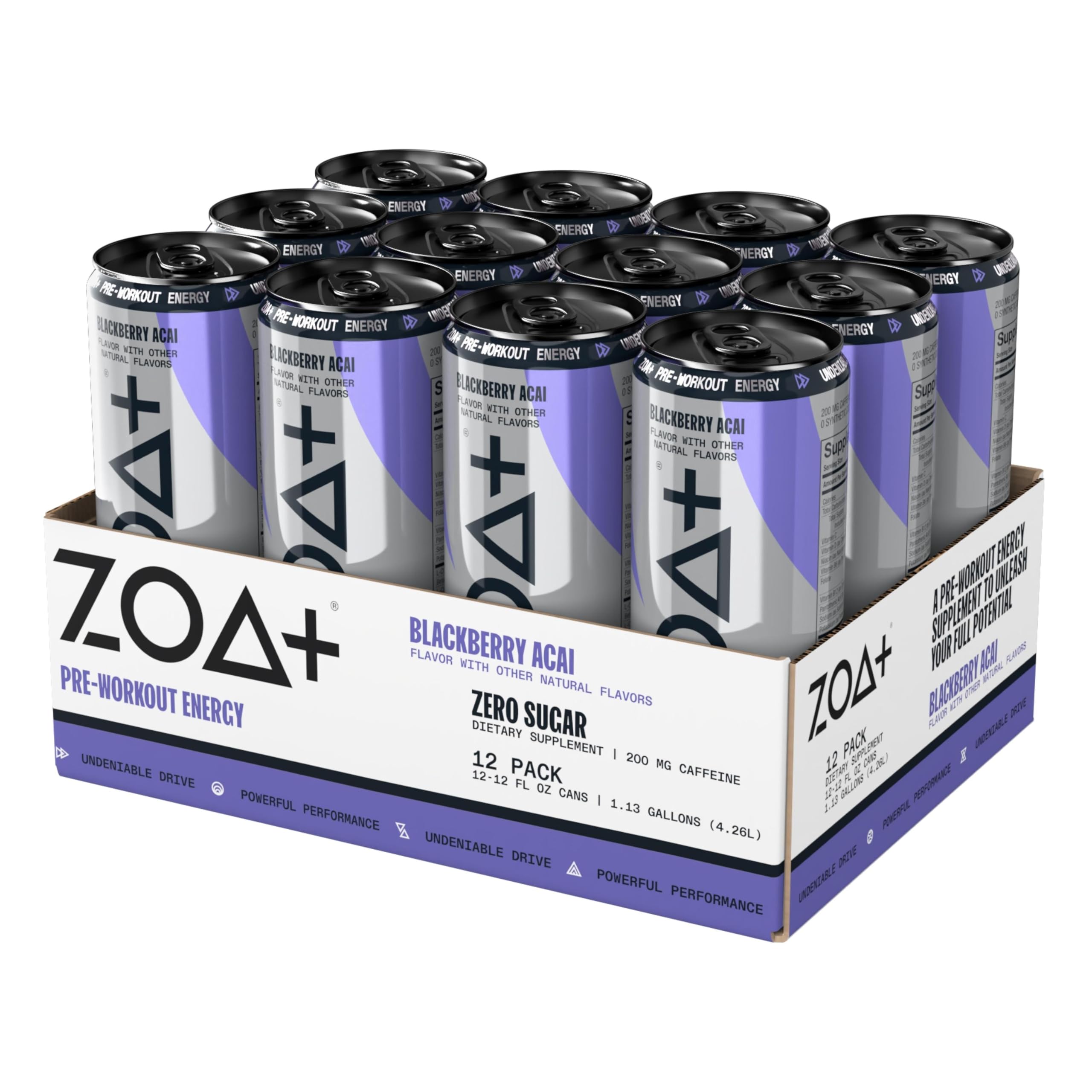 ZOA Plus Sugar-Free Pre-Workout Drink, Ready to Drink with Nitric Oxide, Vitamin B, C and D ZOA buy supplements canada