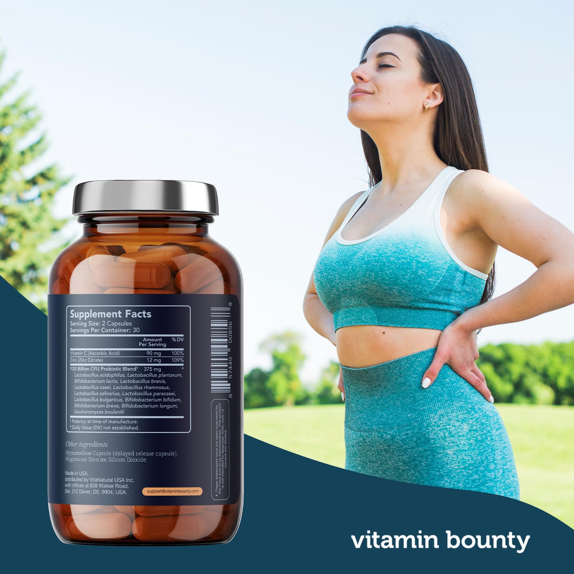 Vitamin Bounty Pro-100 Probiotic 100 Billion CFU - 13 Strains for Digestive Health & Immune Support - High Potency Probiotics for Women & Men - Delayed Release Capsules for Gut Health - 60 Count Vitamin Bounty buy supplements canada