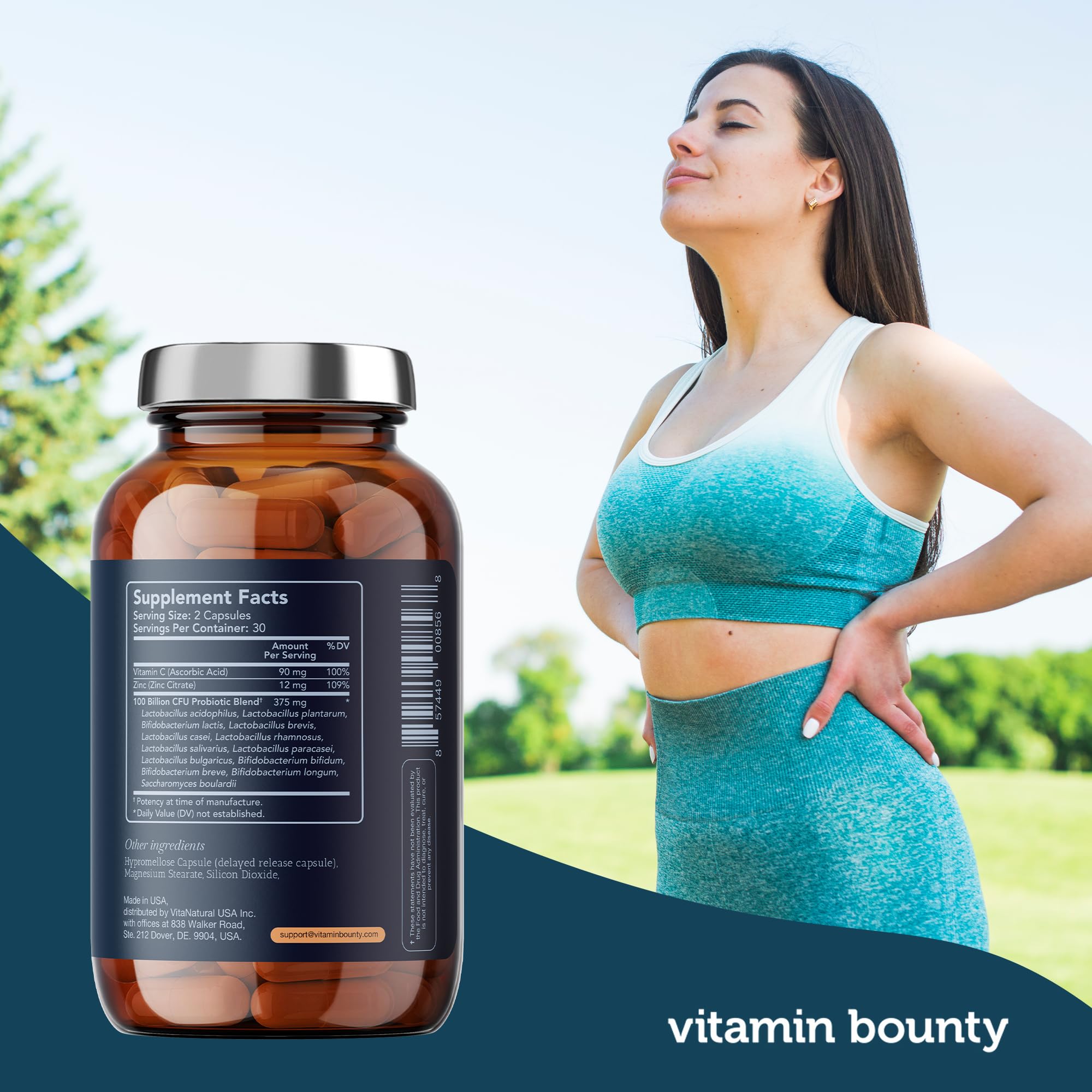 Vitamin Bounty Pro-100 Probiotic 100 Billion CFU - 13 Strains for Digestive Health & Immune Support - High Potency Probiotics for Women & Men - Delayed Release Capsules for Gut Health - 60 Count Vitamin Bounty buy supplements canada