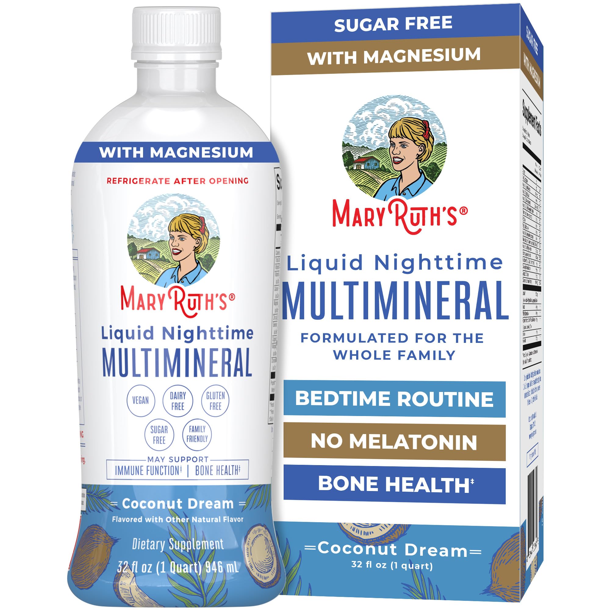 MaryRuth Organics Liquid Nighttime Multimineral | No Melatonin | Bedtime Routine | Magnesium Citrate | Calcium | Zinc | Vitamin D3| Available in 4 Flavors - Vegan | Sugar Free | Gluten Free | 32 Oz MARYRUTH'S buy supplements canada
