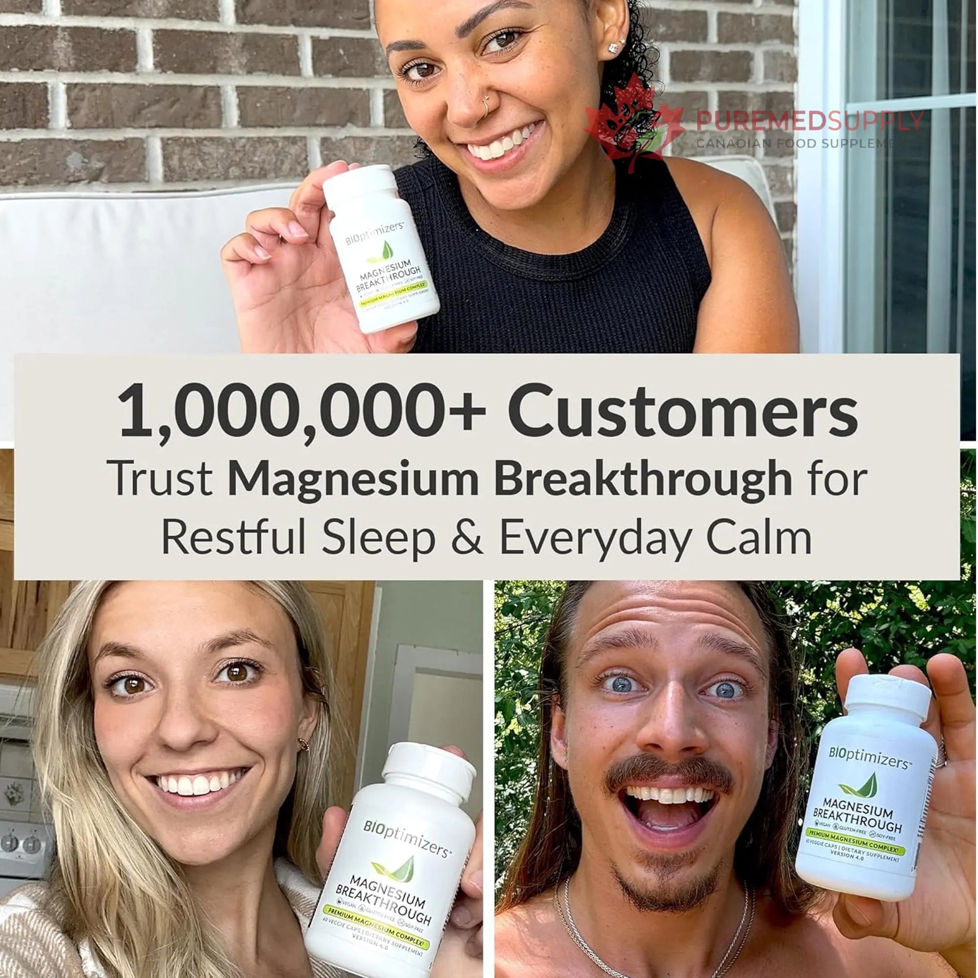 BIOptimizers Magnesium Breakthrough Supplement with 500mg - 7 Forms of Magnesium: Glycinate, Malate, Citrate, and More - Natural Support for Sleep and Cognitive Function -30 Capsules- Calming Vitamins BIOptimizers buy supplements canada
