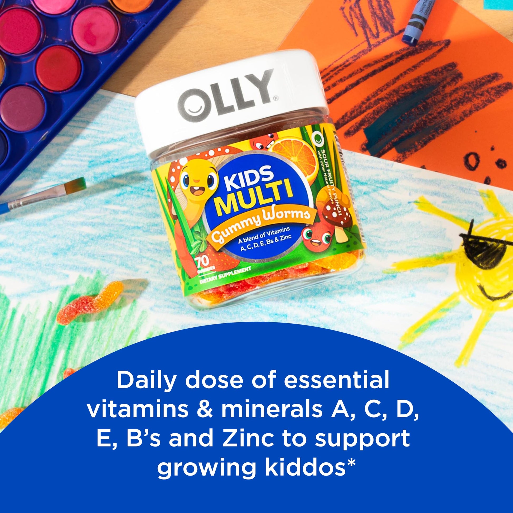 OLLY Kids Immunity Gummy, Immune Support, Wellmune, Elderberry, Vitamin C, Zinc & Kids Multivitamin Gummy Worms, Overall Health and Immune Support, Vitamins and Minerals A, C, D OLLY buy supplements canada