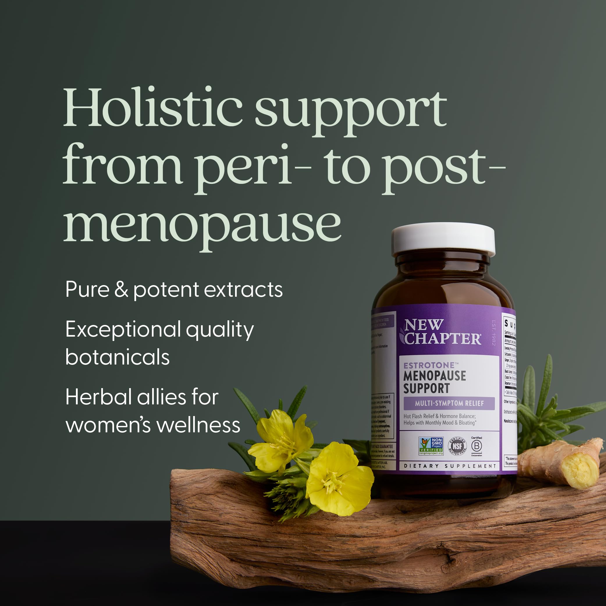 New Chapter Menopause Supplement - Estrotone Herbal Hormone Balance for Women in Perimenopause, with Black Cohosh for Hot Flash Relief & to Reduce Night Sweats + Vitex, No Added Hormones - 30 ct New Chapter buy supplements canada