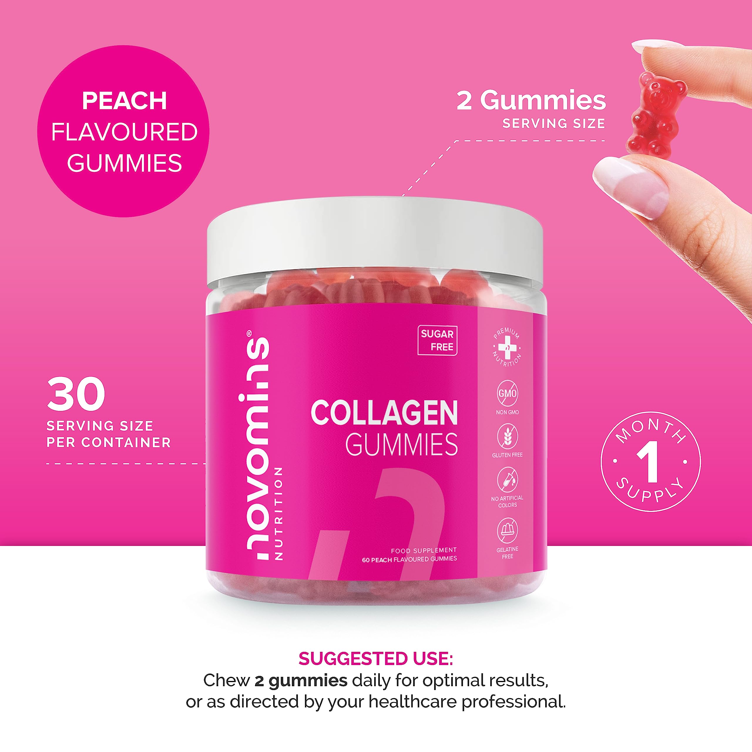 Collagen Gummies - Sugar Free Marine Collagen Gummies - Superior Type 1 Hydrolysed Collagen novomins buy supplements canada
