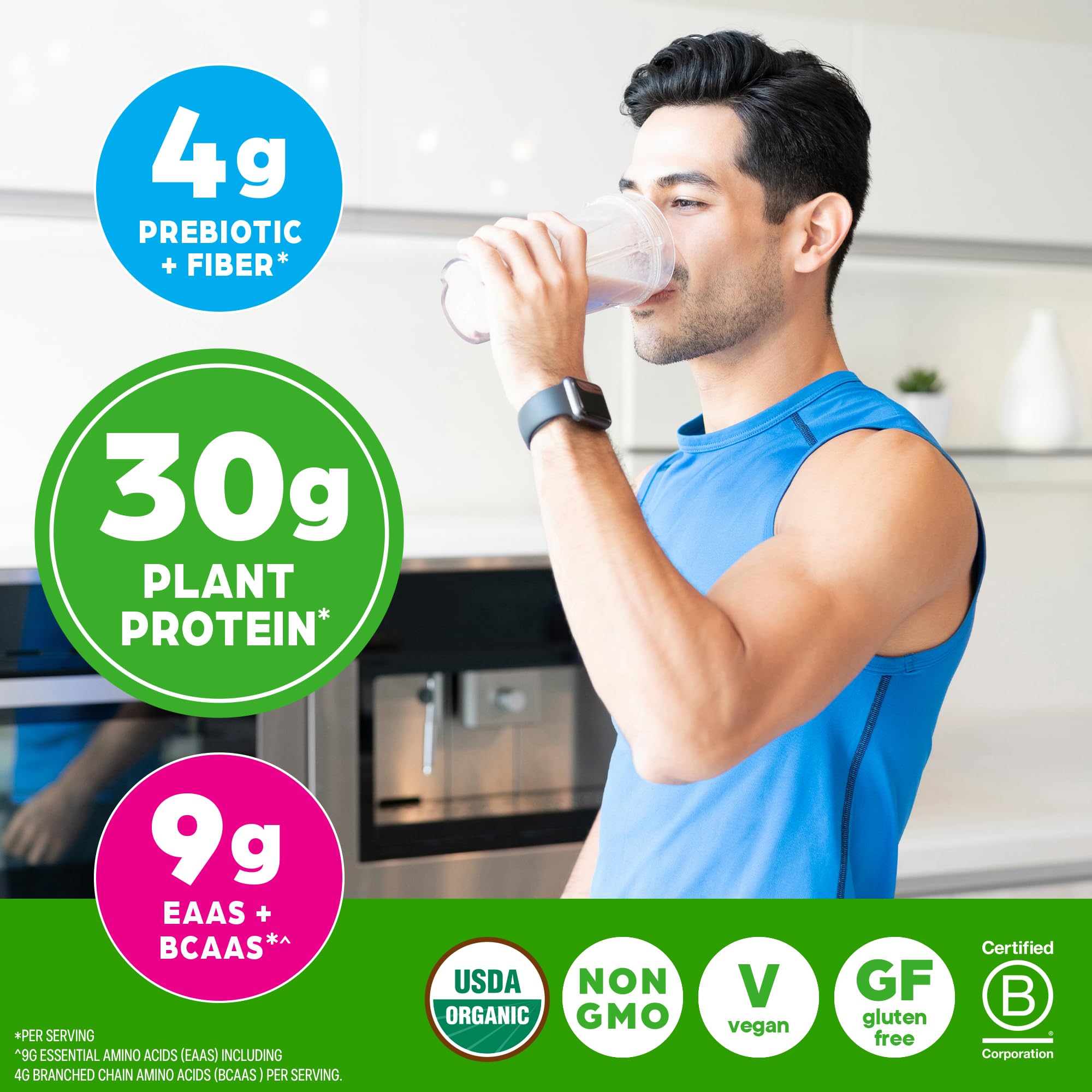 Orgain Organic 30g Vegan Plant Protein Powder, Vanilla, 9g EAAs + BCAAs, High Plant Protein, 4g Prebiotic + Fiber, 1g Sugar, Pre-Workout, Muscle Support + Recovery - 2.01lb (Packaging May Vary) Orgain buy supplements canada