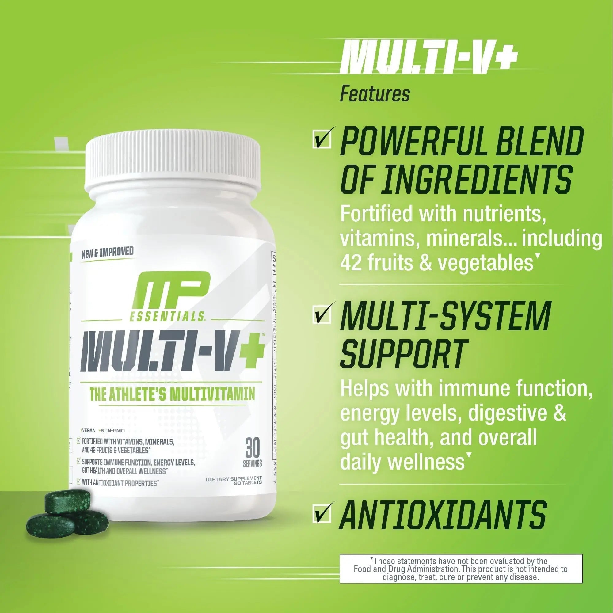 Muscle Pharm Essentials Multi-V+, The Athlete's Multi-Vitamin, Enhanced Energy, Performance & Immune Health, Daily Multivitamin for Men & Women Muscle Pharm buy supplements canada