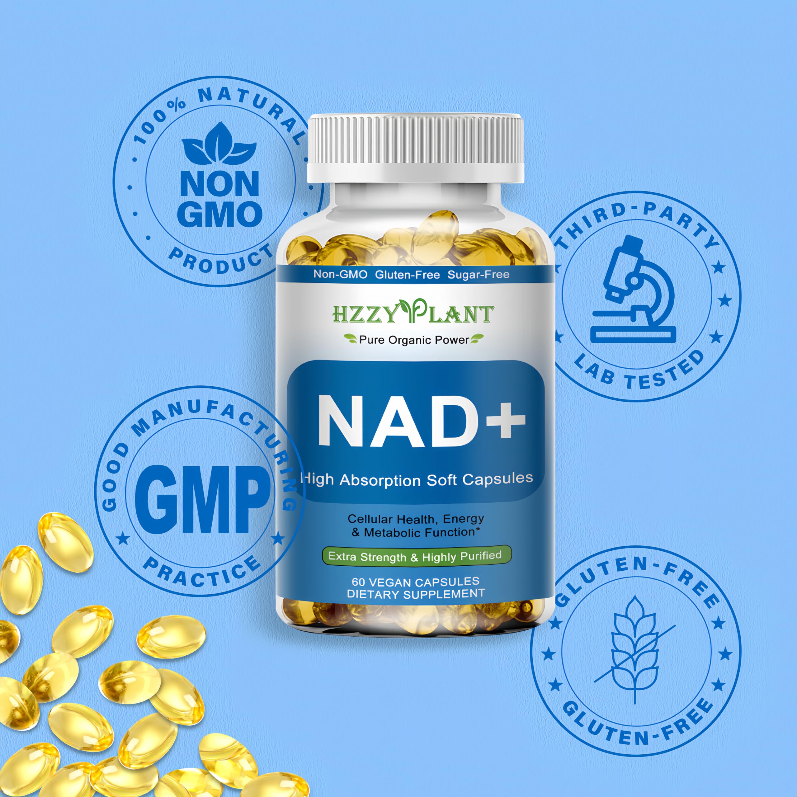 HZZYPLANT NAD+ Supplement, High Absorption NAD Supplements for Women for Cellular Energy Immune Focus Health, NAD Resveratrol Softgel Capsules, NAD Liquid Softgels Supplement, Non-GMO, 2 Month Supply HZZYPLANT buy supplements canada