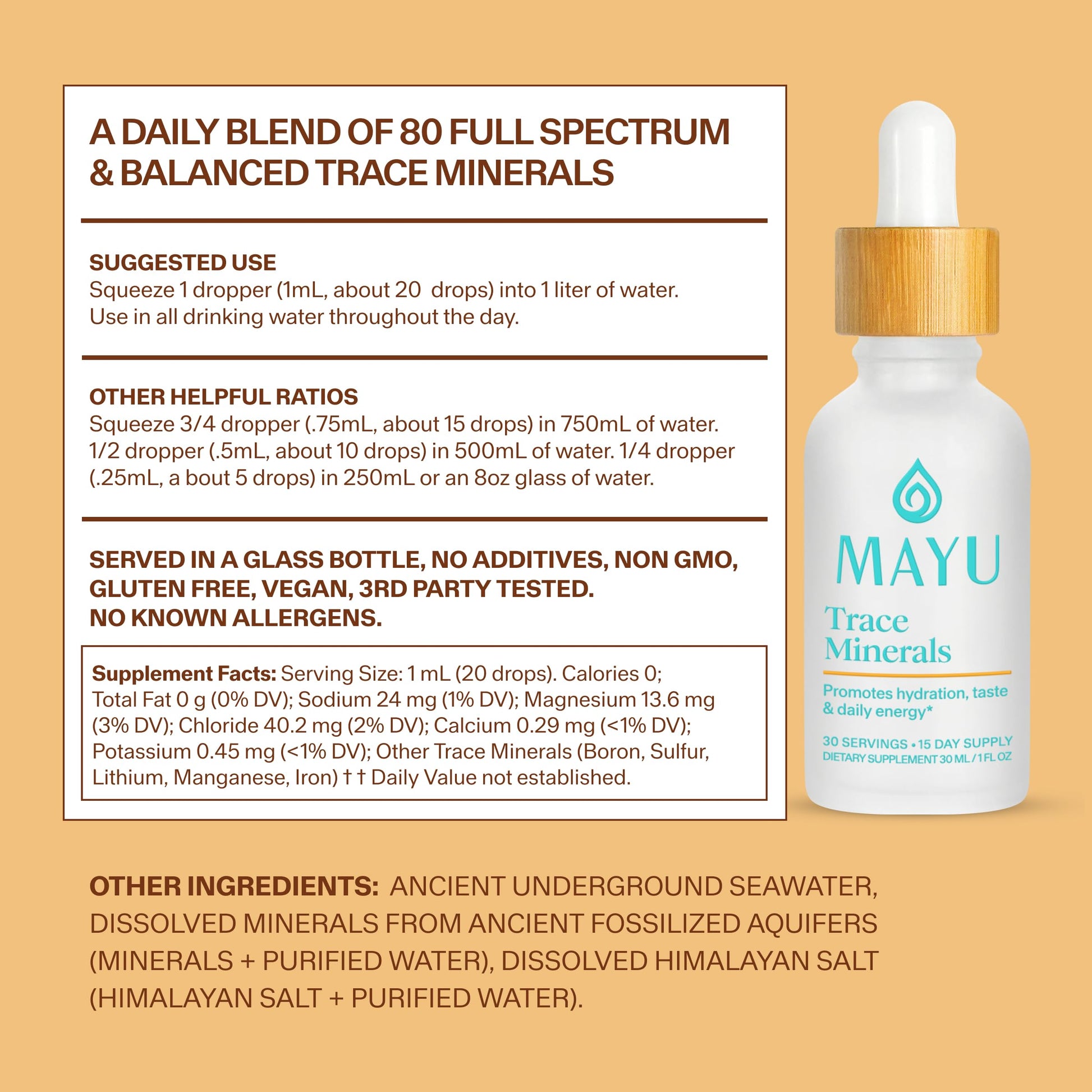 MAYU Trace Mineral Drops - 1 Bottle - 80+ Full-Spectrum Ionic Minerals for Water - Great-Tasting Mineral Supplement for Hydration - Magnesium, Potassium & Zinc - No Additives - 30 Servings mayu buy supplements canada