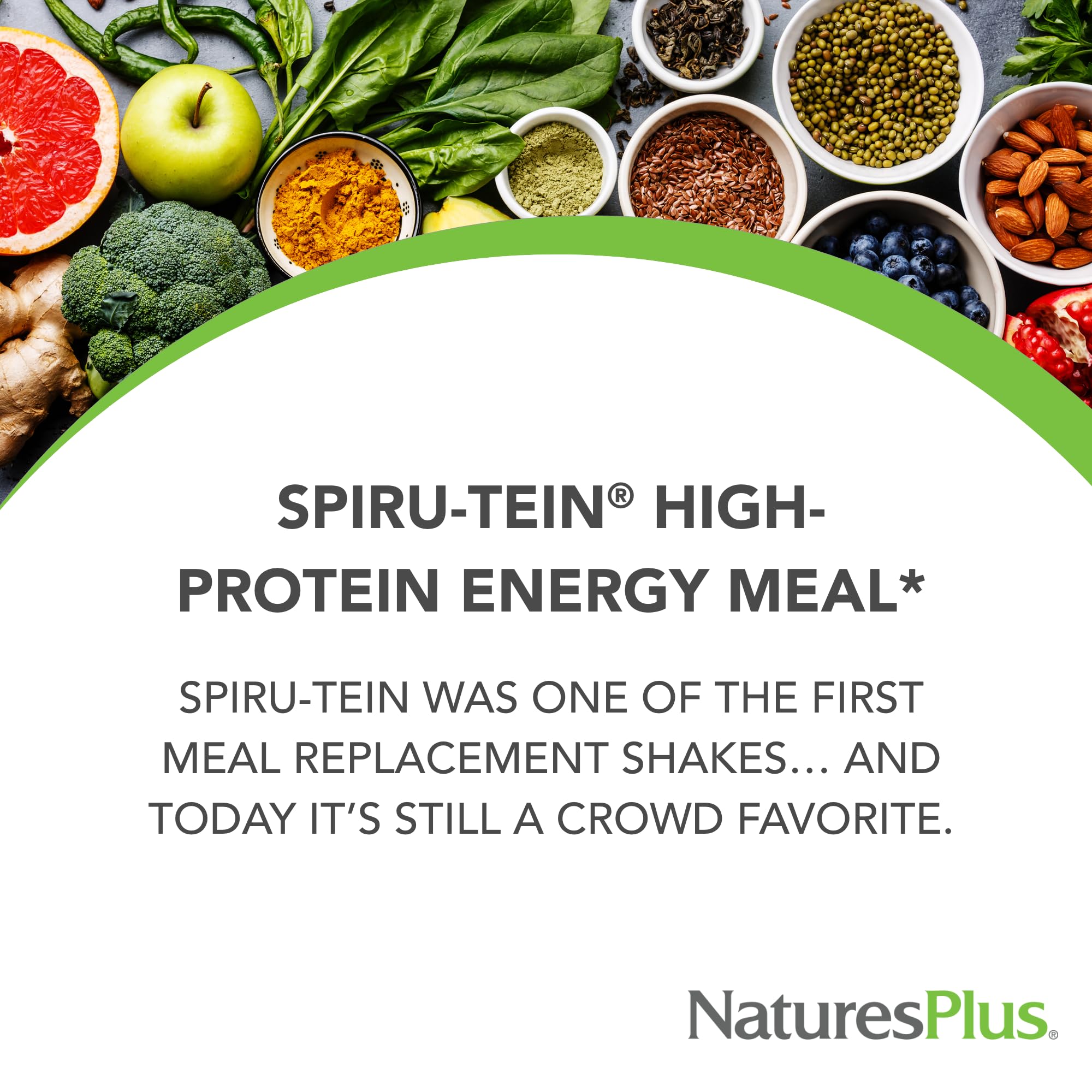 NaturesPlus SPIRU-TEIN, Chocolate - 1.05 lb - Plant-Based Protein Shake - Non-GMO, Vegetarian, Gluten Free - 17 Total Servings NaturesPlus buy supplements canada