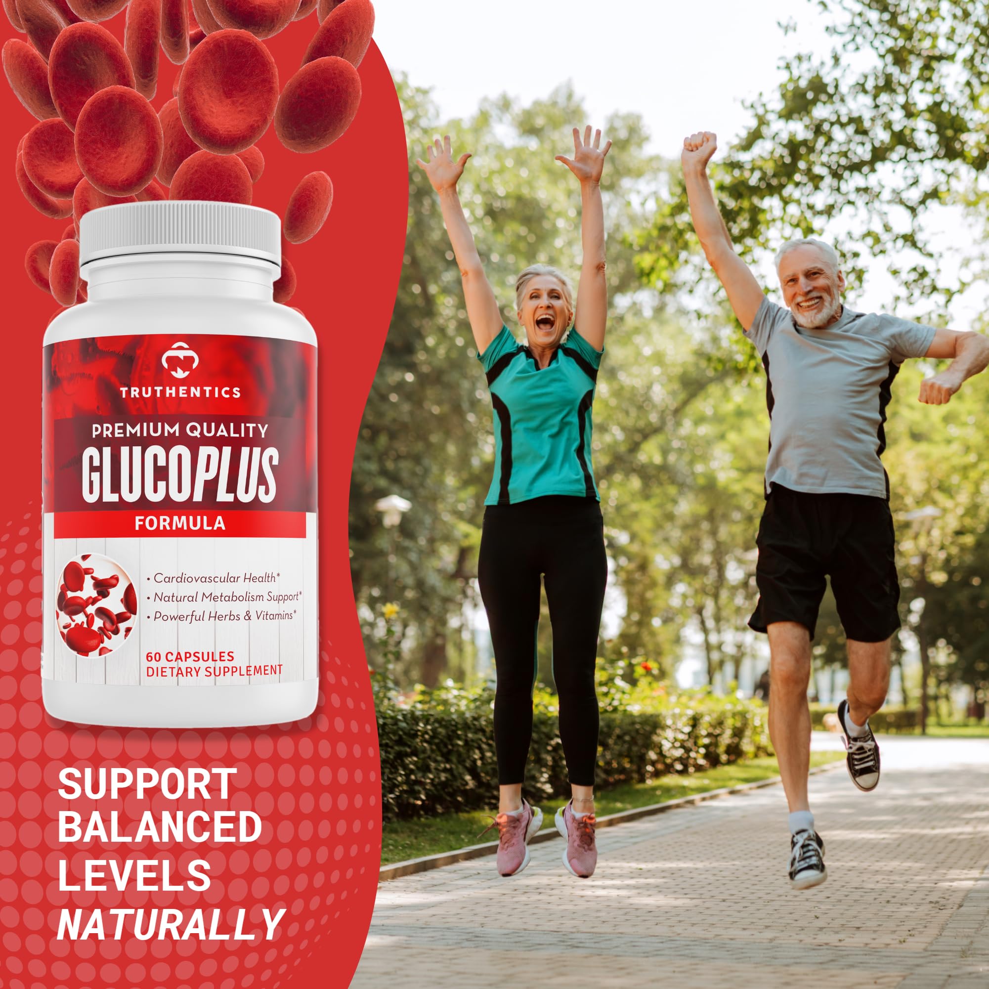 TRUTHENTICS GlucoPlus - 20 Herbs, Vitamins & Minerals with Cinnamon, Chromium, Vanadium, Bitter Melon, Alpha Lipoic Acid, Magnesium - Gluten Free, Non-GMO - 60 Capsules TRUTHENTICS buy supplements canada