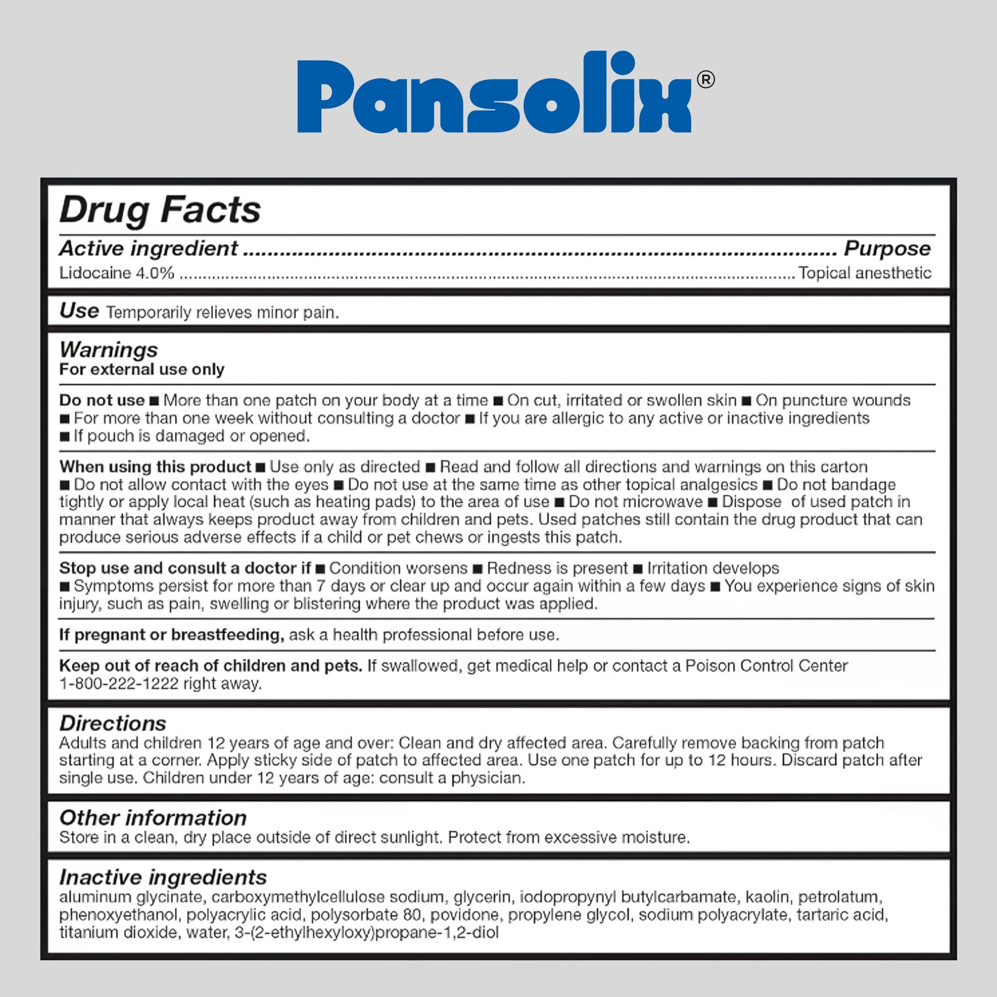 Pansolix Lidocaine Pain Relief Patches 4% | Topical Analgesic Patch | 10 x 14 cm | Skin Tone | Pack of 30 Pansolix buy supplements canada