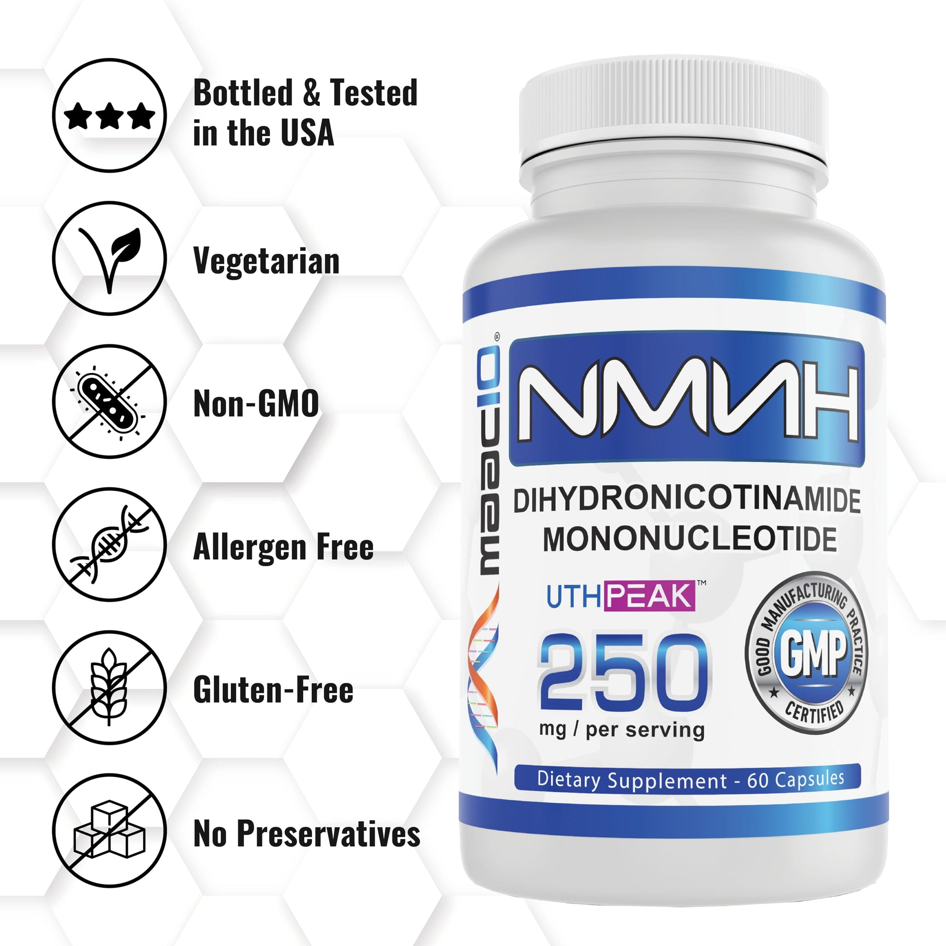 MAAC10 NMNH (NMN Supplement Alternative) 250mg Serving | Uthpeak™ NMNH (Dihydronicotinamide Mononucleotide) for Better Stability | 30-Day Supply. MAAC10 buy supplements canada