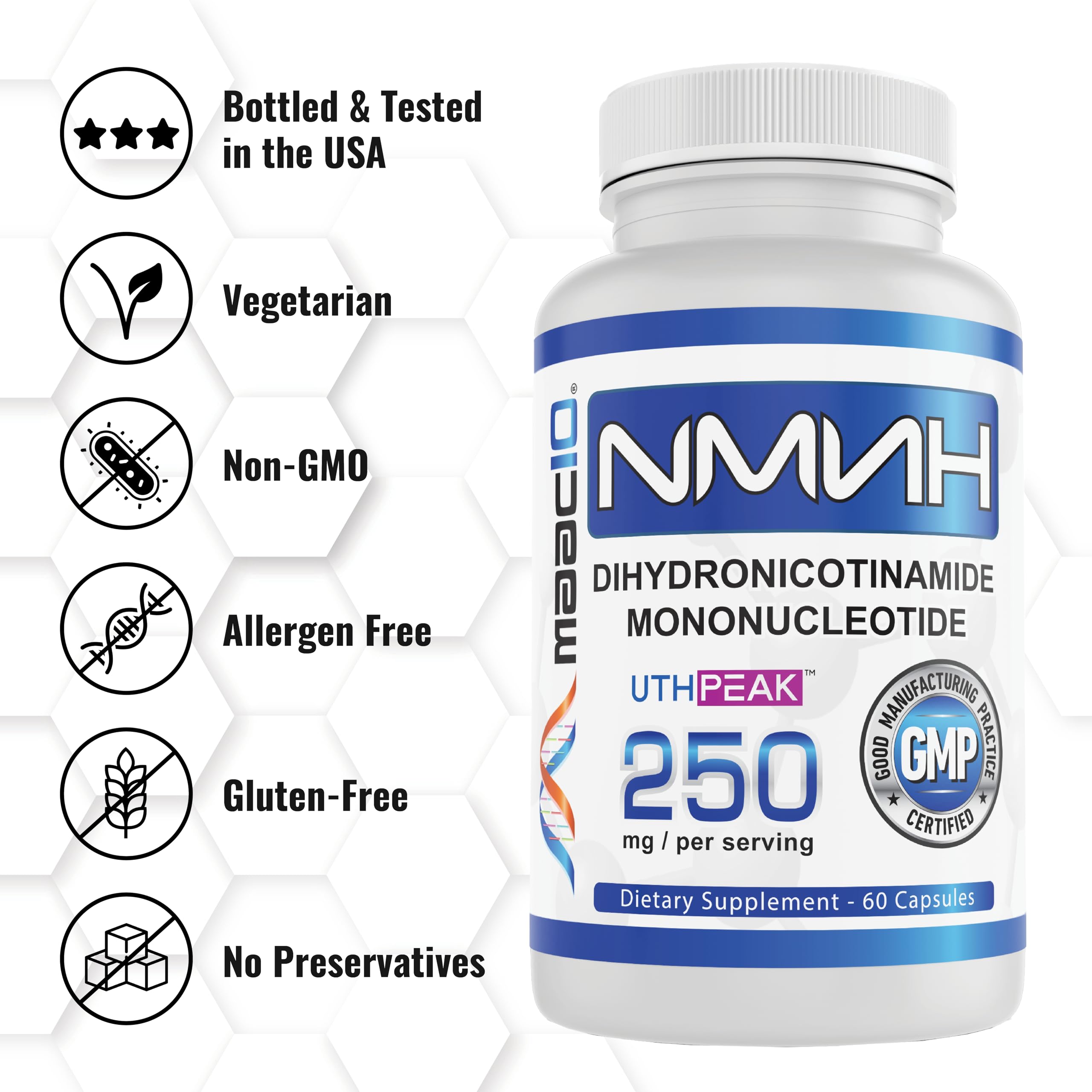 MAAC10 NMNH (NMN Supplement Alternative) 250mg Serving | Uthpeak™ NMNH (Dihydronicotinamide Mononucleotide) for Better Stability | 30-Day Supply. MAAC10 buy supplements canada