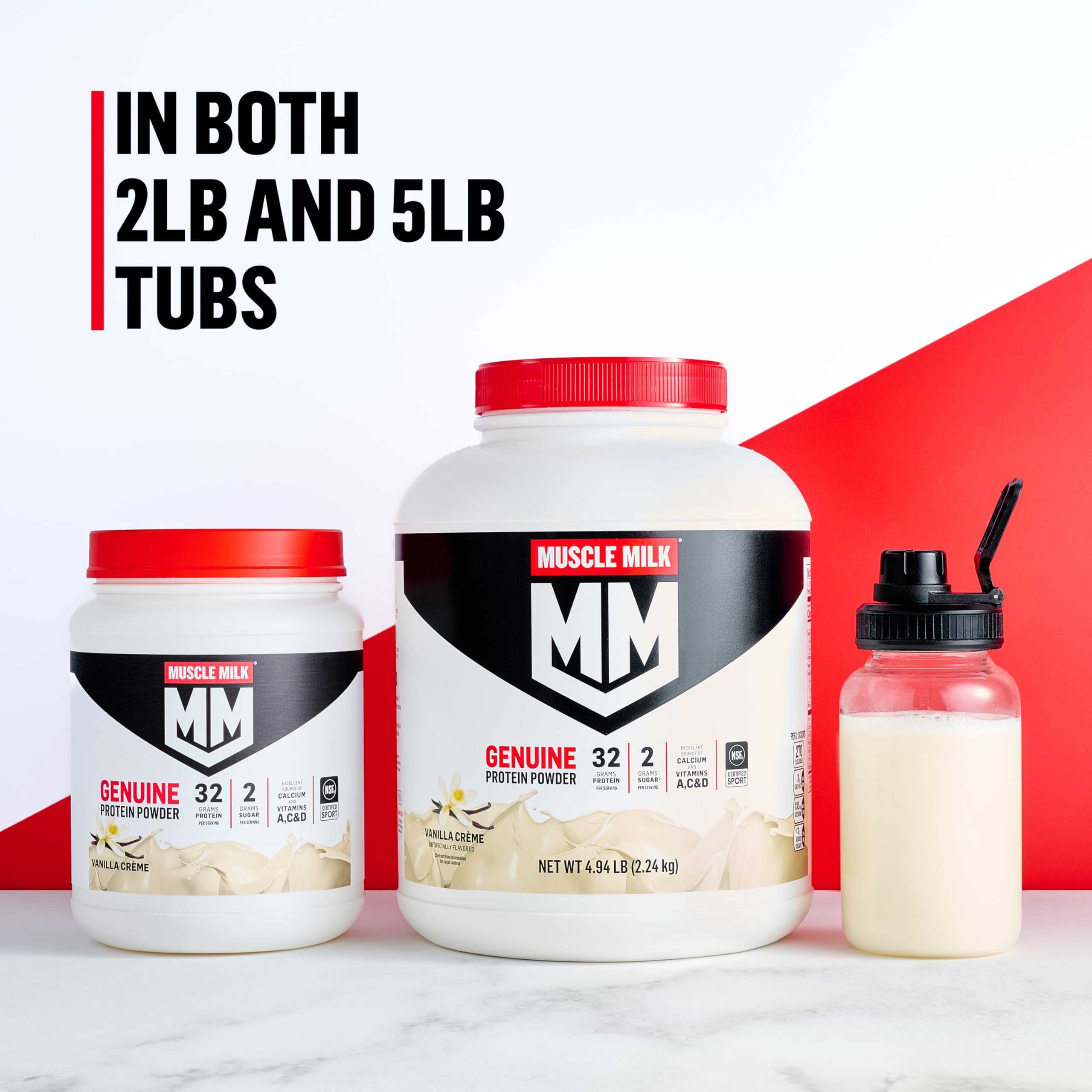 Muscle Milk Genuine Protein Powder, Vanilla Crème, 1.93 Pounds, 12 Servings, 32g Protein, 2g Sugar, Calcium, Vitamins A, C & D, NSF Certified for Sport, Energizing Snack, Packaging May Vary Muscle Milk buy supplements canada