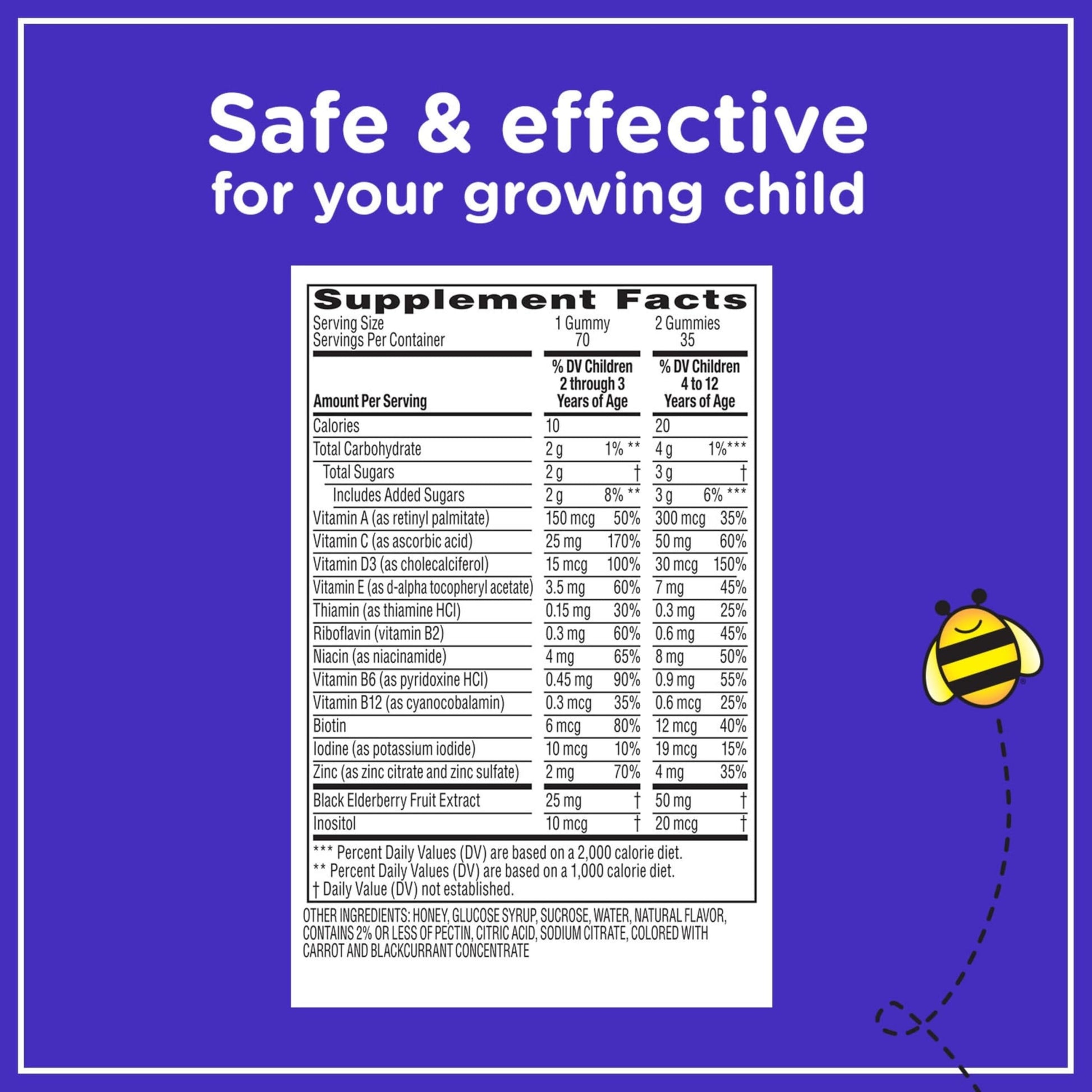 Zarbee’s Complete Kids Multivitamin Gummies + Immune Support, Berry Flavor, Honey-Sweetened, Gluten-Free & Gelatin-Free, Vitamins A, C, D3, E, B6, B12, Zarbee's buy supplements canada