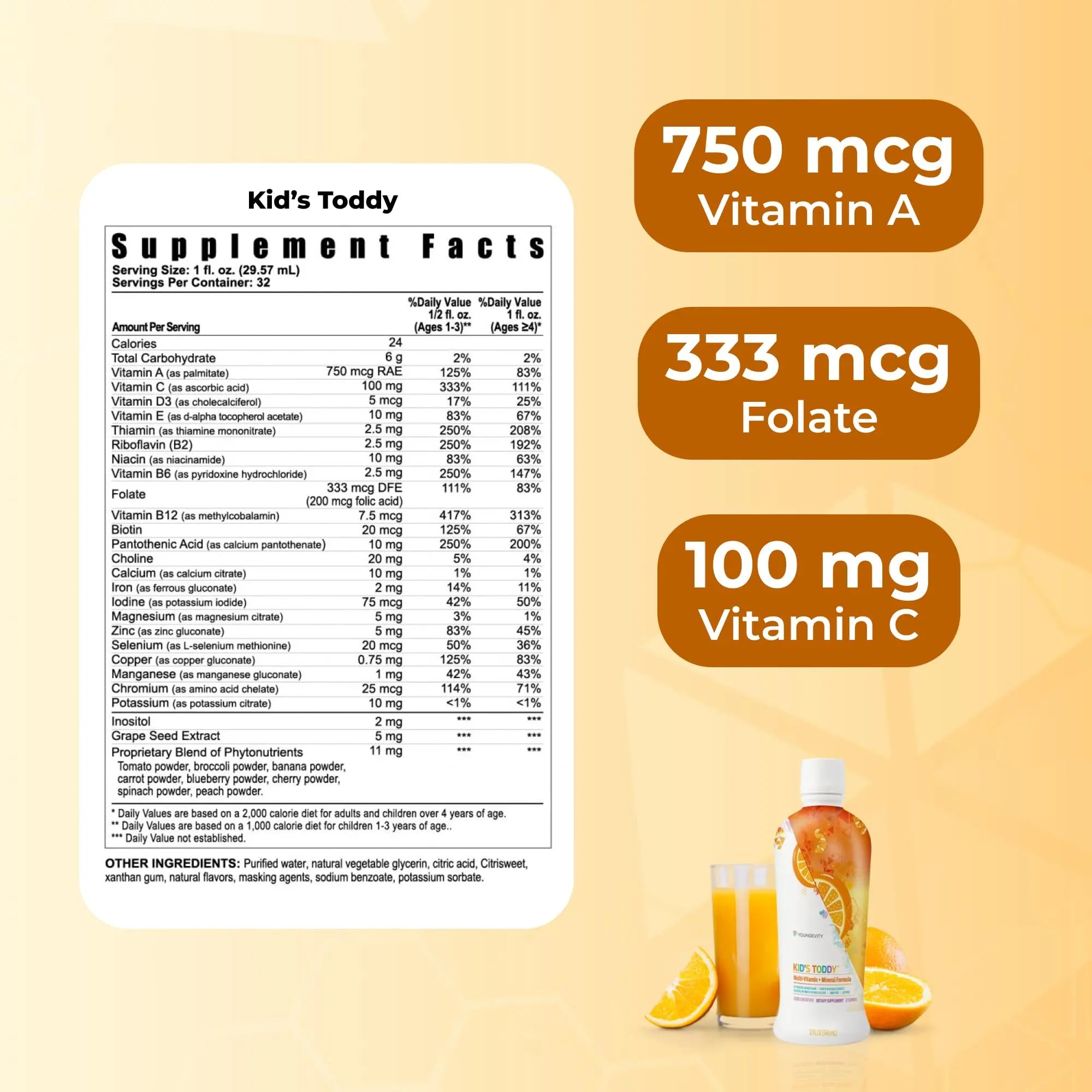 Youngevity Kid's Toddy™ - Mega Multivitamin for Kids & Children Age 2+ - 14 Vitamins, 10 Minerals, Phytonutrient Blend Youngevity buy supplements canada