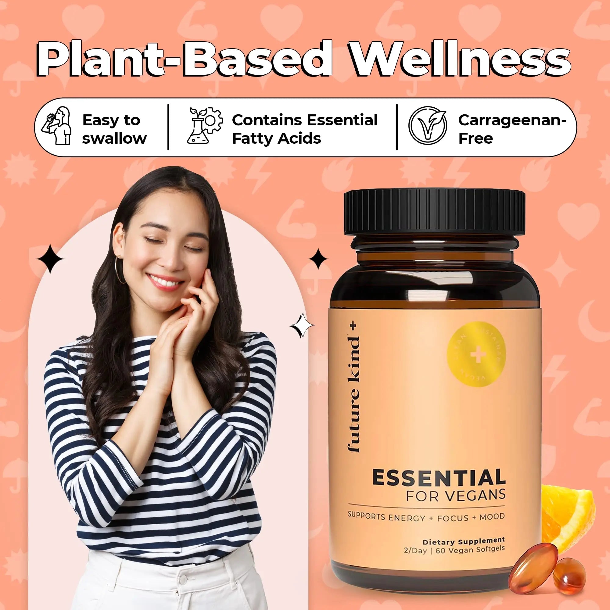 Future Kind Vegan Multivitamins - Glass Bottle & Made for Vegans with Omega 3 DHA, EPA, Vitamin B12 & D3 for Energy, Focus, & Mood (60 Softgels) Future Kind buy supplements canada