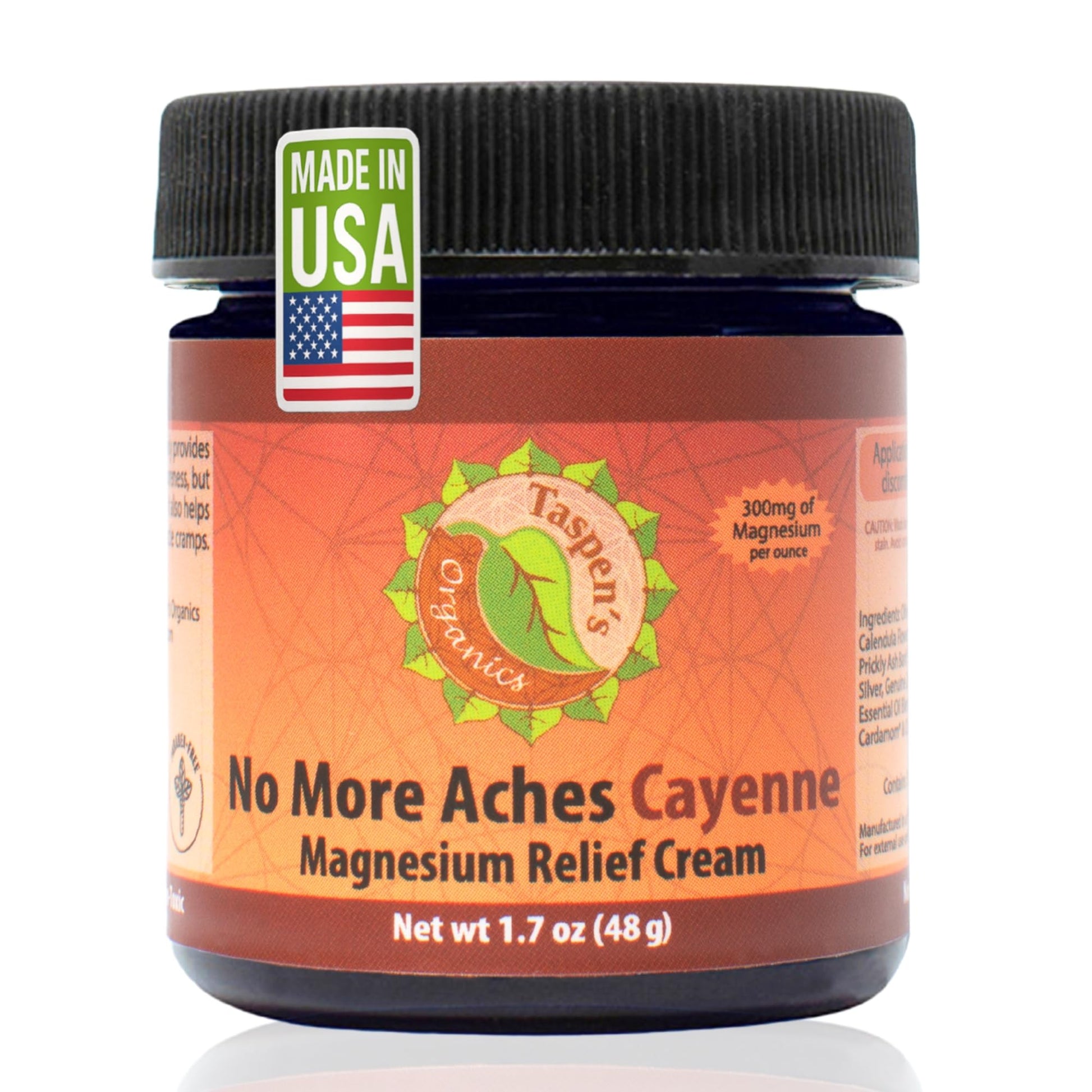 Taspen's Organics Magnesium No More Aches Cayenne Relief Cream – Pain, Tension & Nerve Comfort – Muscle Relief – Warming with Cayenne, Ginger, Arnica & St. John's Wort – Topical Fast Relief (1.7 oz) Taspen's Organics buy supplements canada