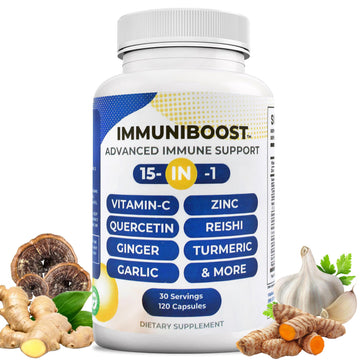 15 in 1 Immune Support Supplement 120 Capsules with Powerful Blend of Turmeric, Ginger, Vitamin C and Zinc Immune Booster for Adults ImmuniBoost buy supplements canada