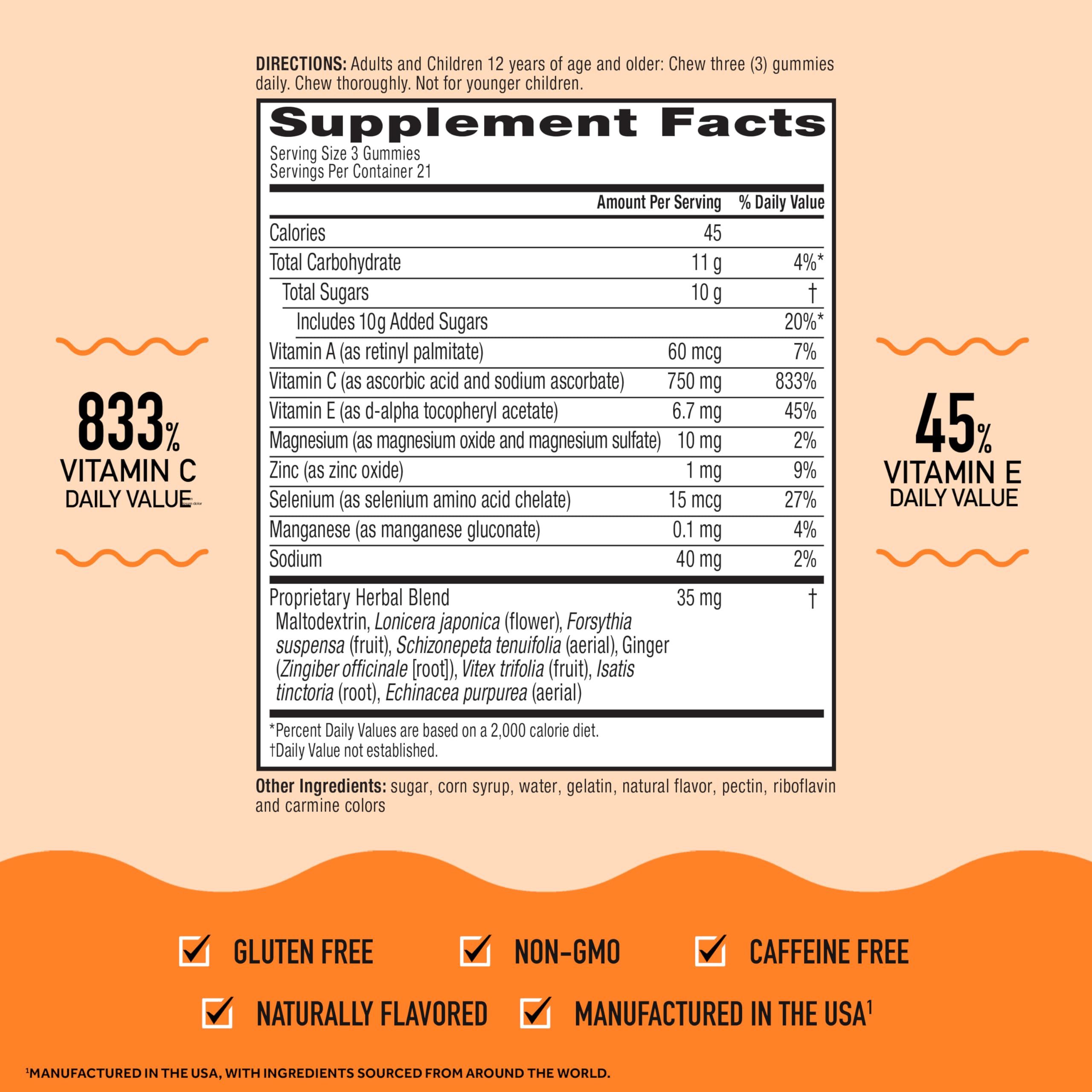 Airborne 750mg Vitamin C Gummies for Adults, Immune Support Gummies with Powerful Antioxidants VIT C & E, Caffeine Free Airborne buy supplements canada