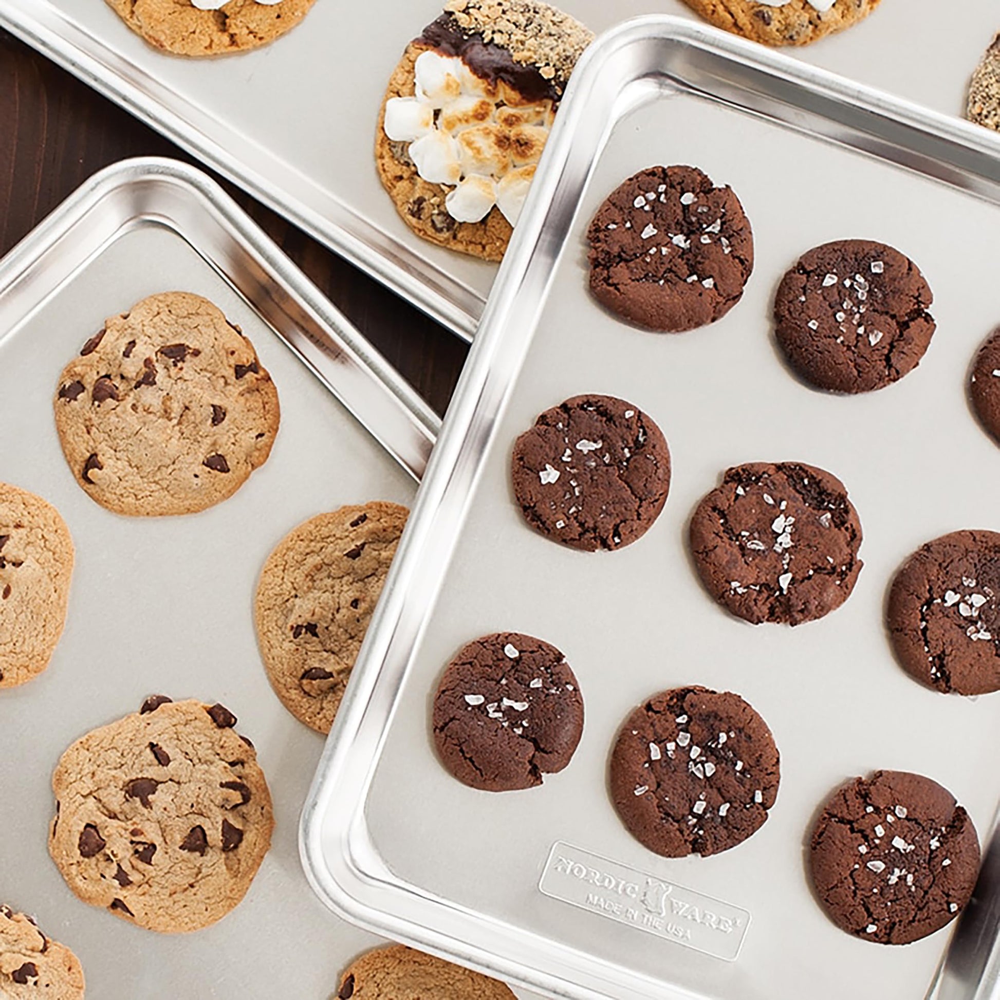 Nordic Ware Naturals 3 Piece Set - USA Made Aluminum Commercial Quality Sheet Pan for Baking or Roasting, Encapsulated Galvanized Steel Rim Prevents Warping; Half Sheet, Jelly Roll and Quarter Sheet Nordic Ware buy supplements canada
