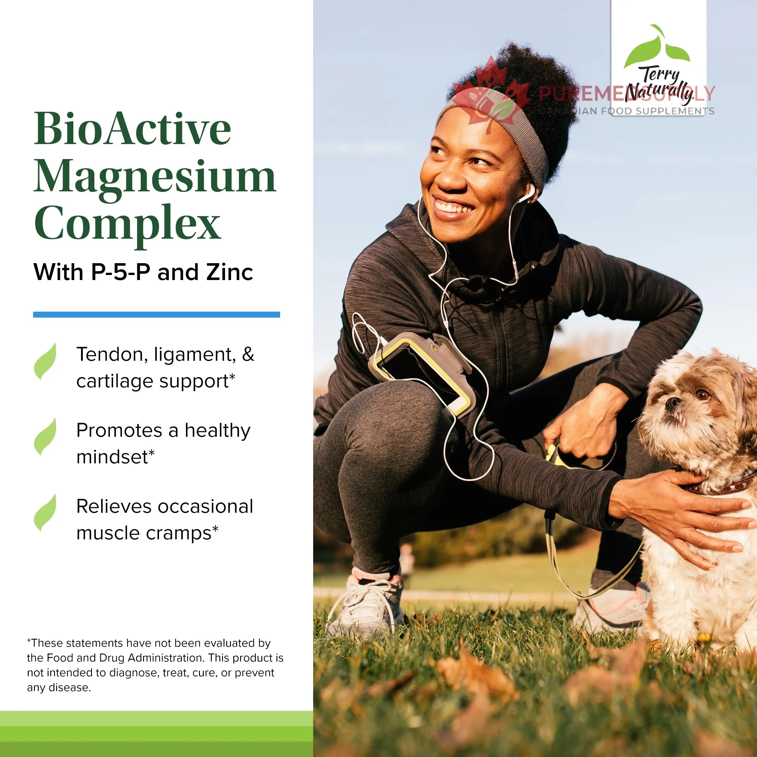 Terry Naturally BioActive Magnesium Complex - Bone & Heart Health Support - Supplement with Vitamin B6, Zinc & Magnesium - Pyridoxal-5-Phosphate Vegan Capsule Supplement - 120 Capsules Terry Naturally buy supplements canada