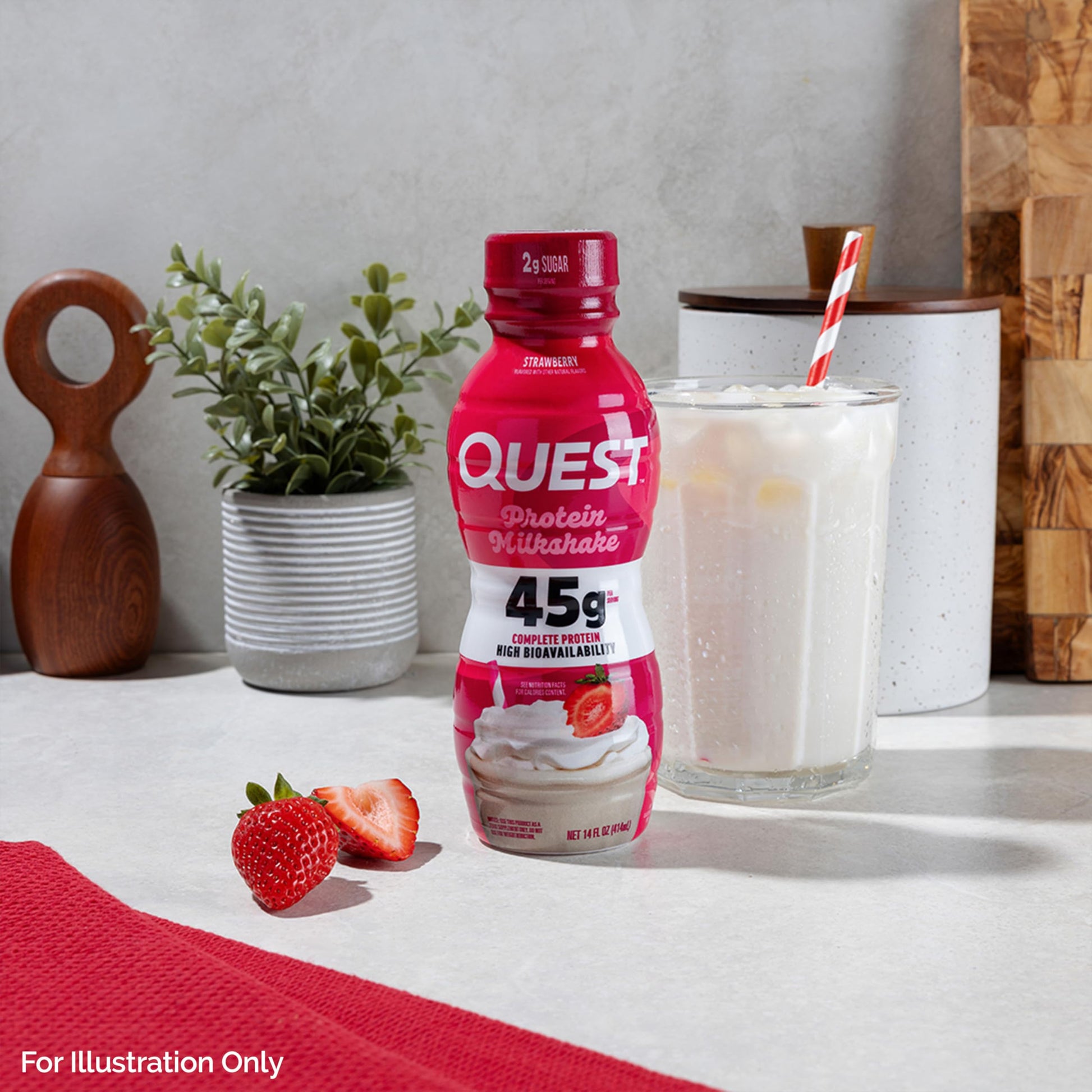 Quest Nutrition Strawberry Protein Shake, 45g Protein, 2g Sugar, 4g Net Carbs, Ready to Drink, Gluten Free, 4 Count Quest buy supplements canada