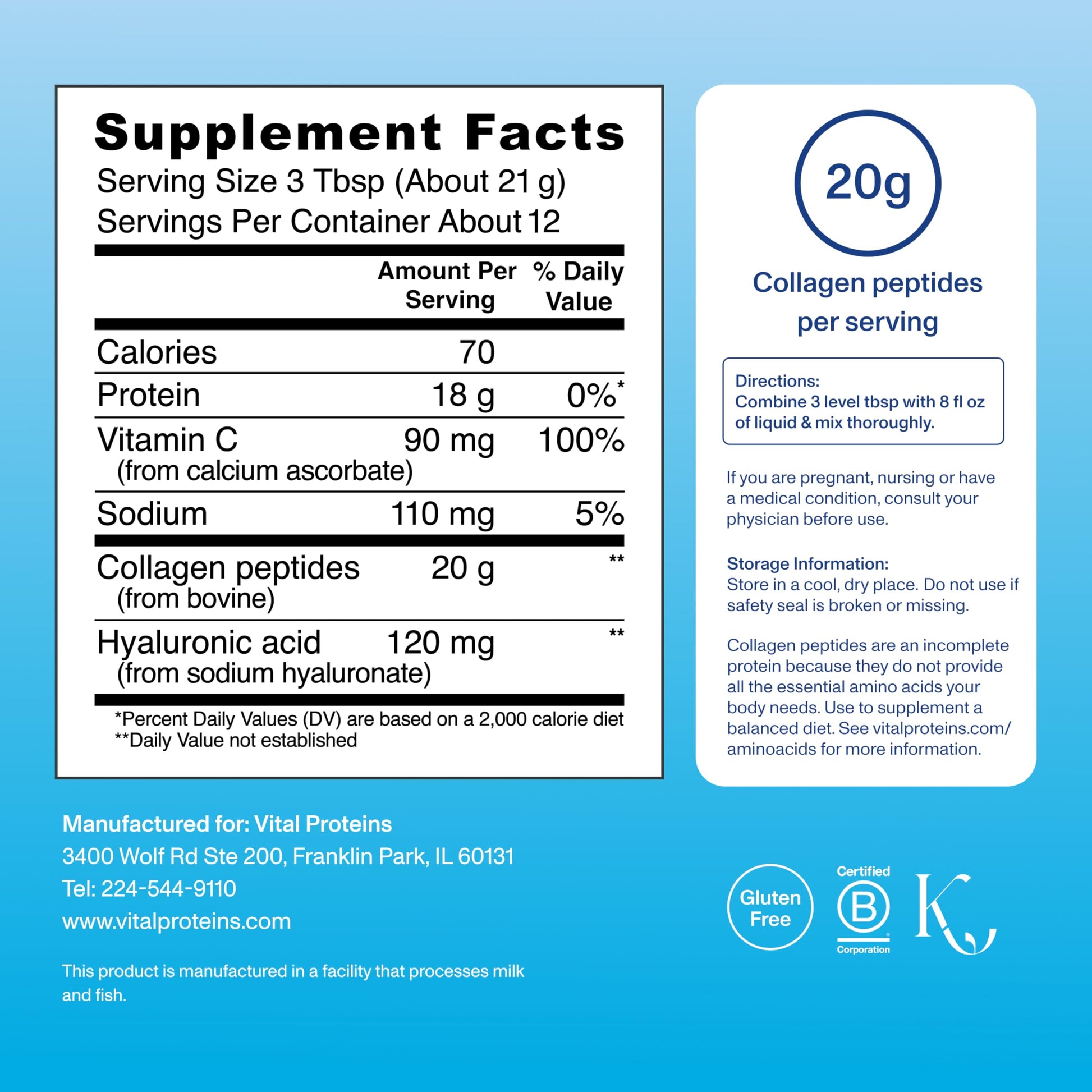 Vital Proteins Collagen Peptides Powder Advanced with Hyaluronic Acid & Vitamin C, Collagen Supplements, Unflavored, 12 Servings Vital Proteins buy supplements canada