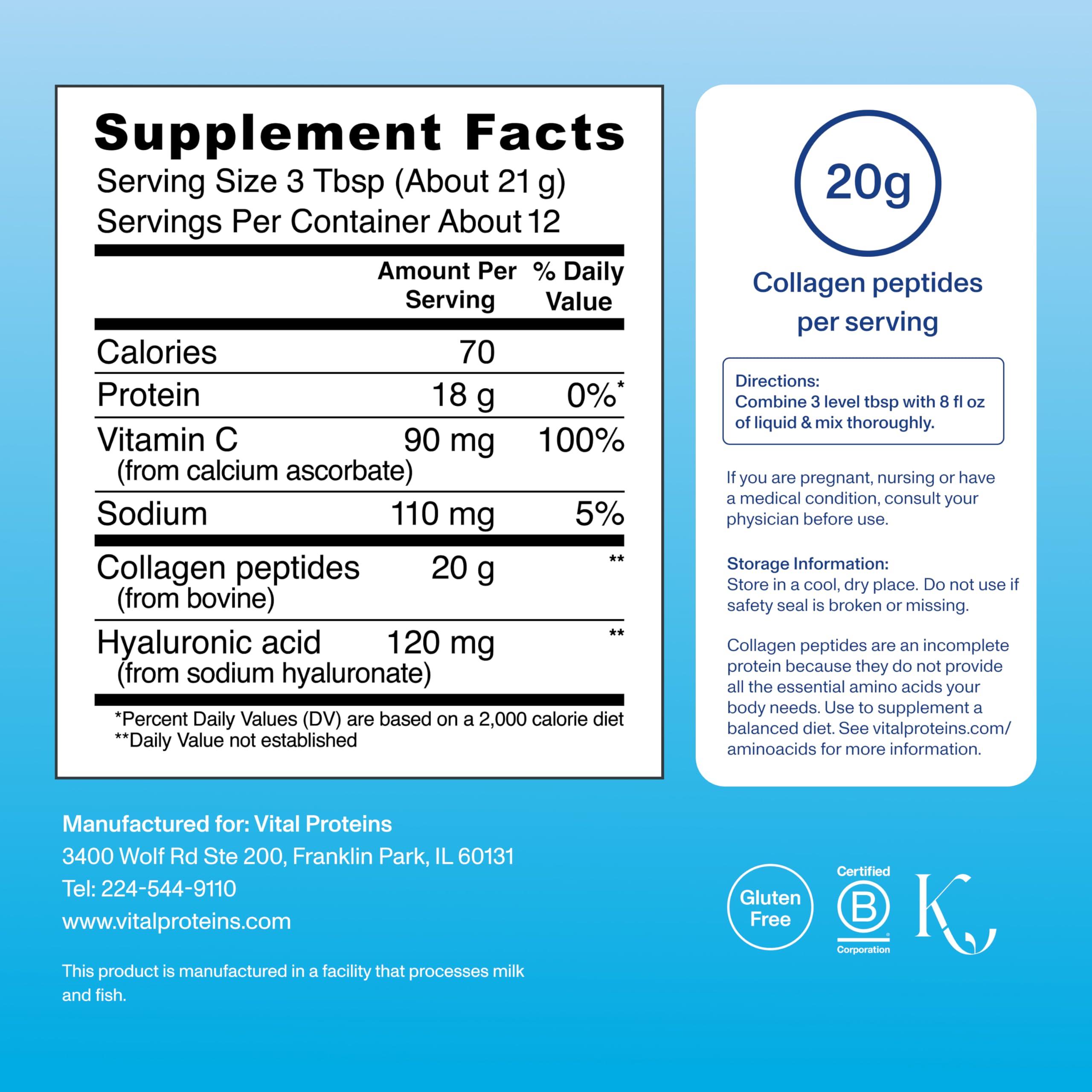 Vital Proteins Collagen Peptides Powder Advanced with Hyaluronic Acid & Vitamin C, Collagen Supplements, Unflavored, 12 Servings Vital Proteins buy supplements canada