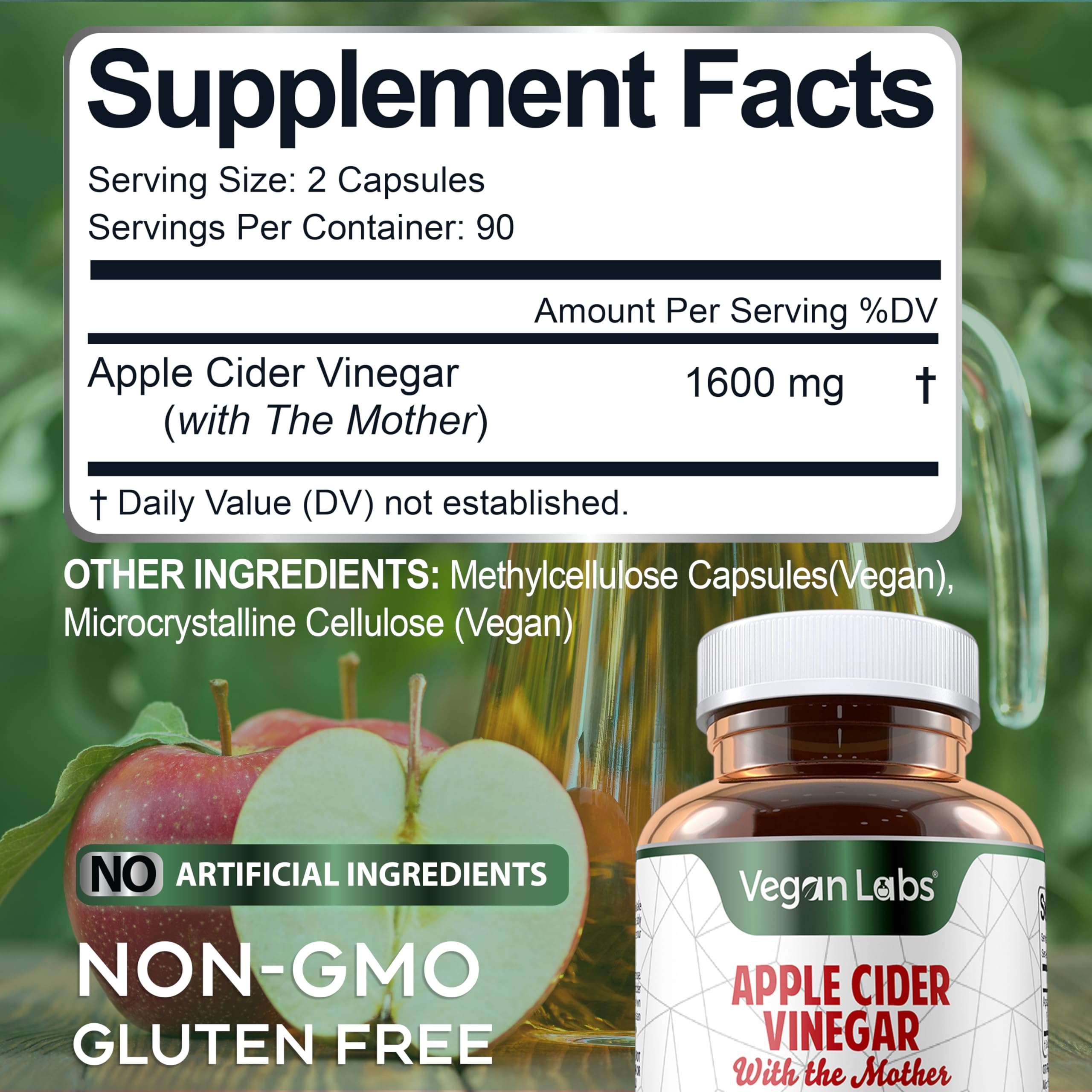 Vegan Labs Apple Cider Vinegar Capsules with The Mother- 180 Vegan Capsules Vegan Labs buy supplements canada