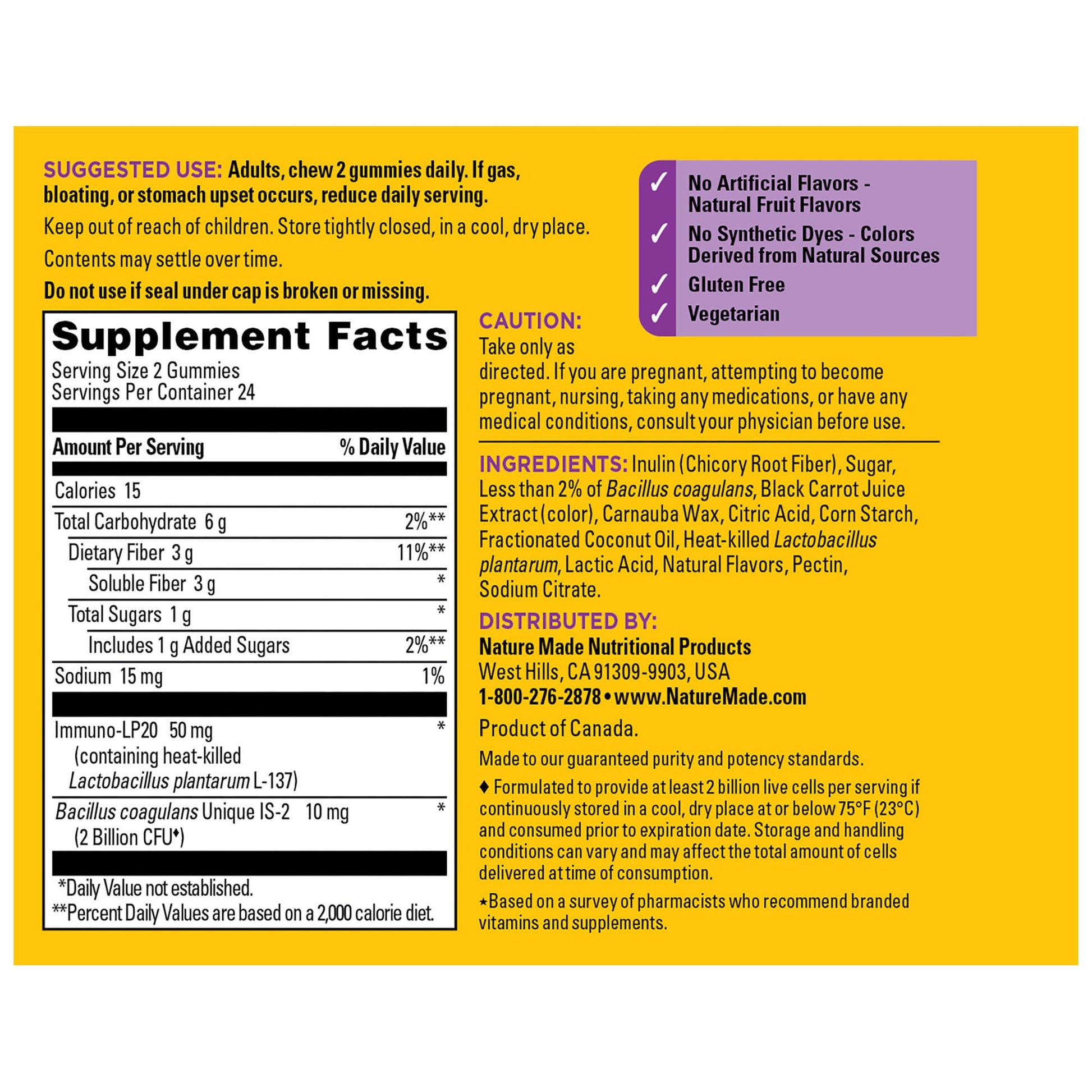 Nature Made Triple-Action Biotics, Gut and Immune Health Support, Digestive Probiotics for Women and Men, Prebiotic Fiber Gummies, 48 Gummies, 24 Day Supply Nature Made buy supplements canada