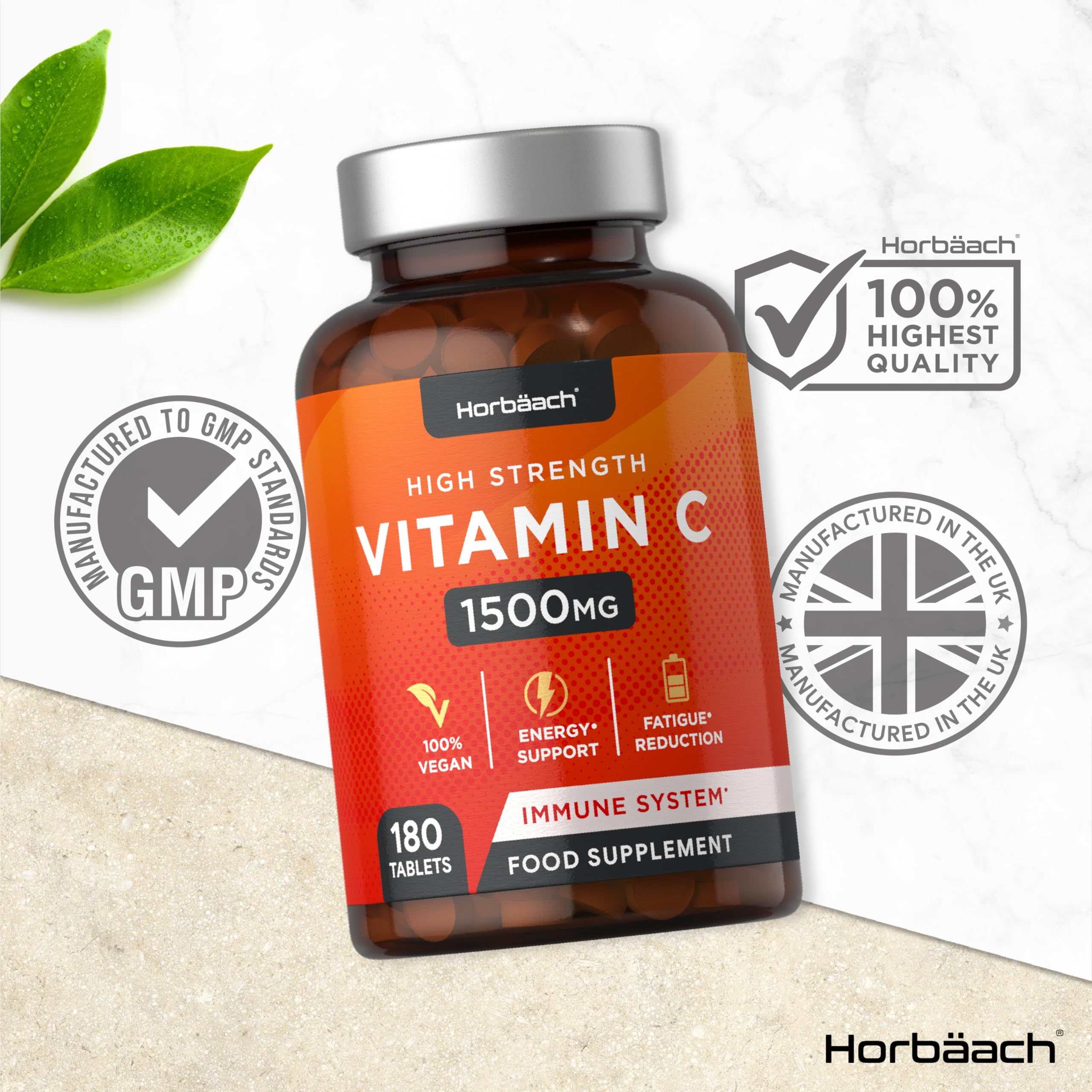 Vitamin C Tablets 1500mg | 180 Count | High Strength Vegan Supplement | No Artificial Horbäach buy supplements canada