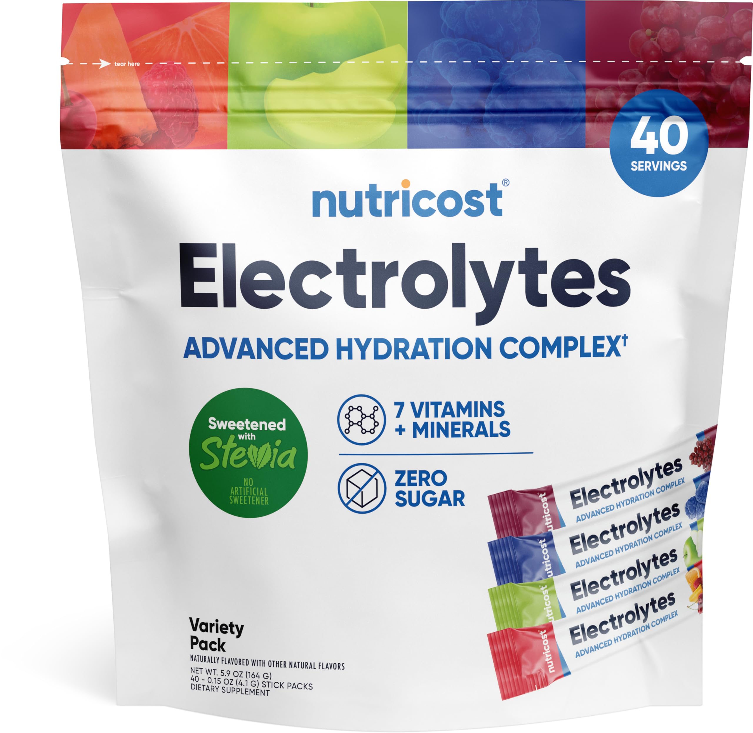 Nutricost Electrolytes Complex, Variety Pack Flavored, 40 Stickpacks - Advanced Hydration Complex Nutricost buy supplements canada