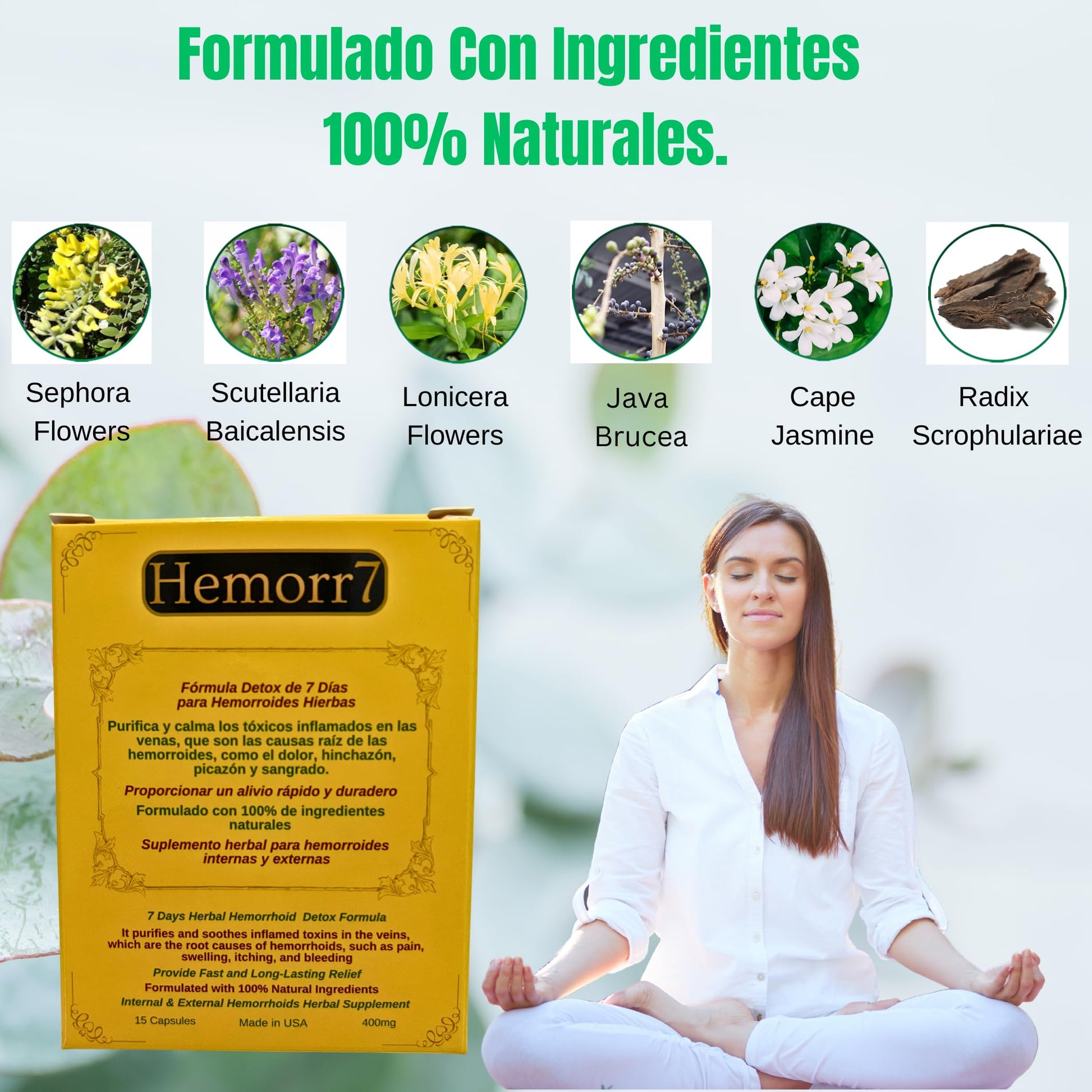 Hemorr7: 7Days 15 Capsules Herbal Hemorrhoid Detox Formula,Fórmula Herbal para desintoxicar las hemorroides Durante 7 días Generic buy supplements canada