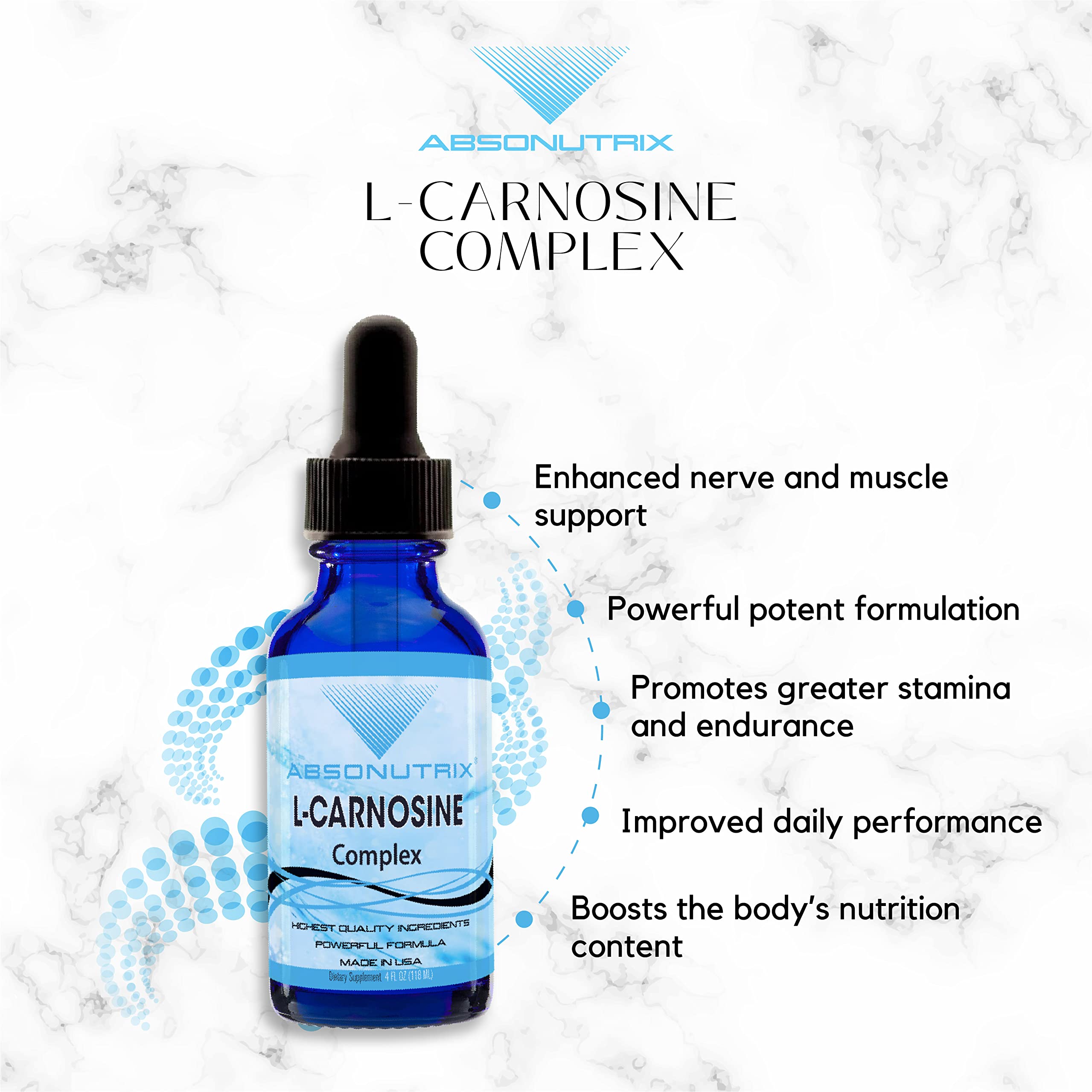 Absonutrix L-Carnosine - 583 mg 4 Oz Bottle, 200 Highly Potent Servings, Easy-to-Consume Drops, High Bioavailability, Third-Party Tested, GMP-Certified, Non-GMO, Cruelty-Free Products, Made in USA Absonutrix buy supplements canada