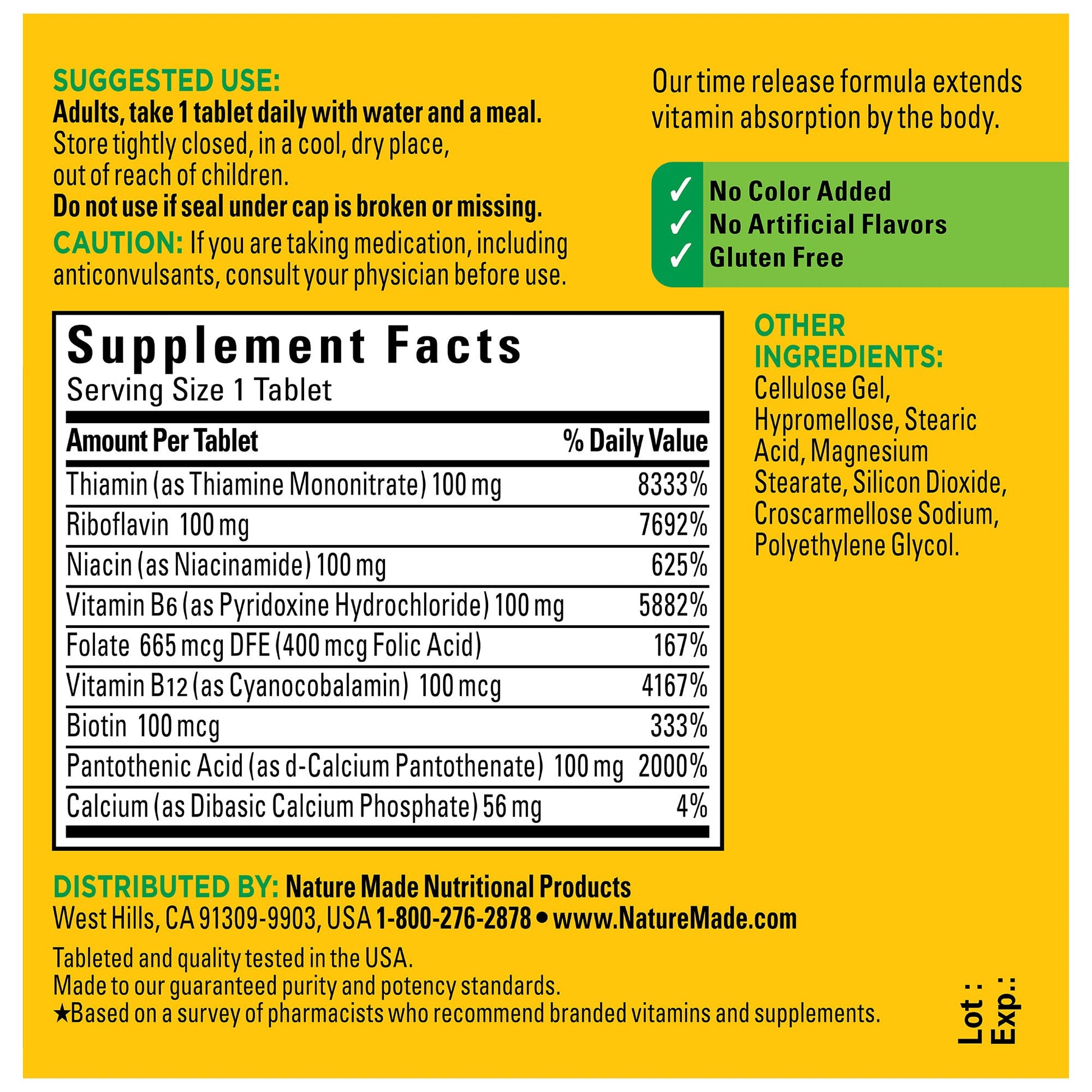 Nature Made Time Release Vitamin B-100 High Potency B Complex, Dietary Supplement Nature Made buy supplements canada