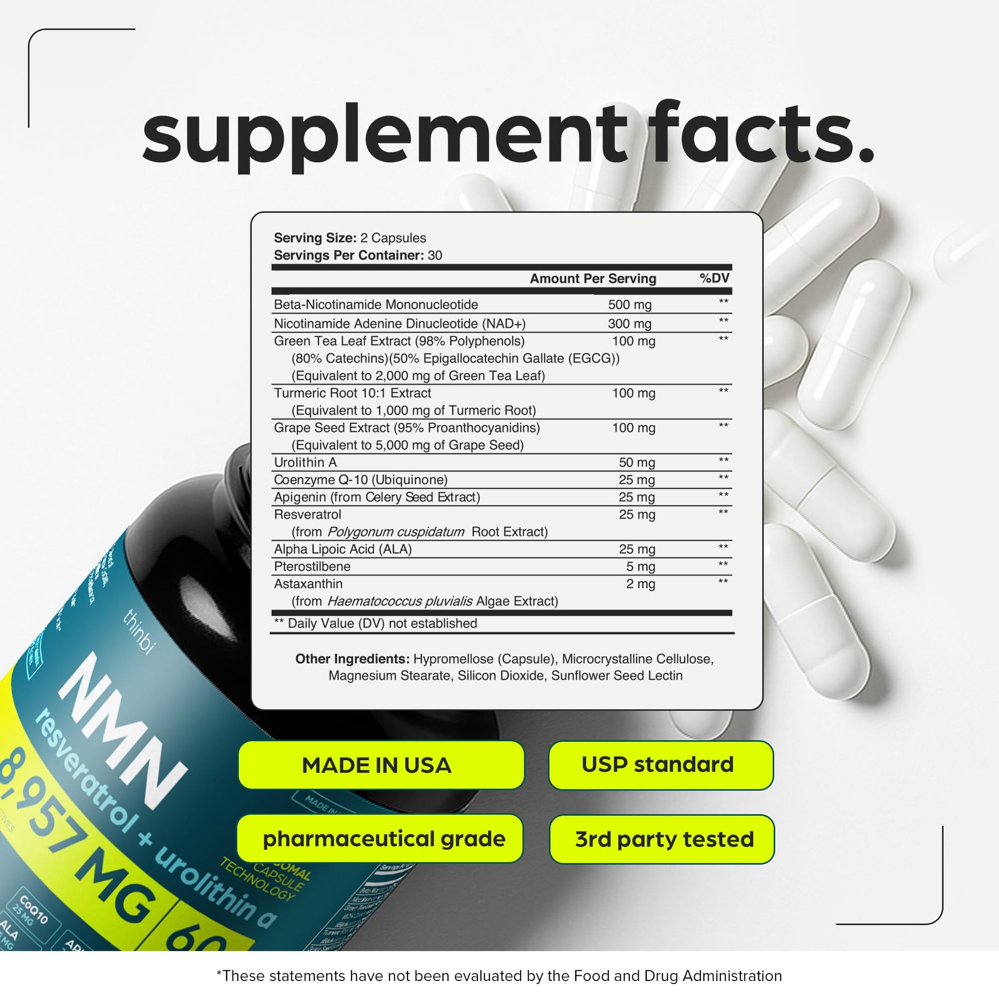 NMN Supplement 8957mg with Real NAD+ Not Just a Booster | Urolithin A, Resveratrol, CoQ10, Alpha Lipoic Acid, Green Tea Extract | Cellular Longevity & Energy Support for Men & Women Thinbi buy supplements canada