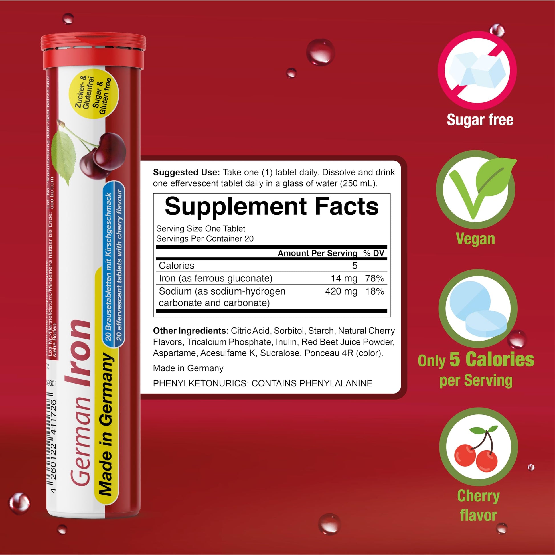T&D German Vitamin, Minerals - 140 Vegan/Vegetarian Drink Effervescent Tablets - Mixed Fruit Flavor Box - Made in Germany T&D buy supplements canada