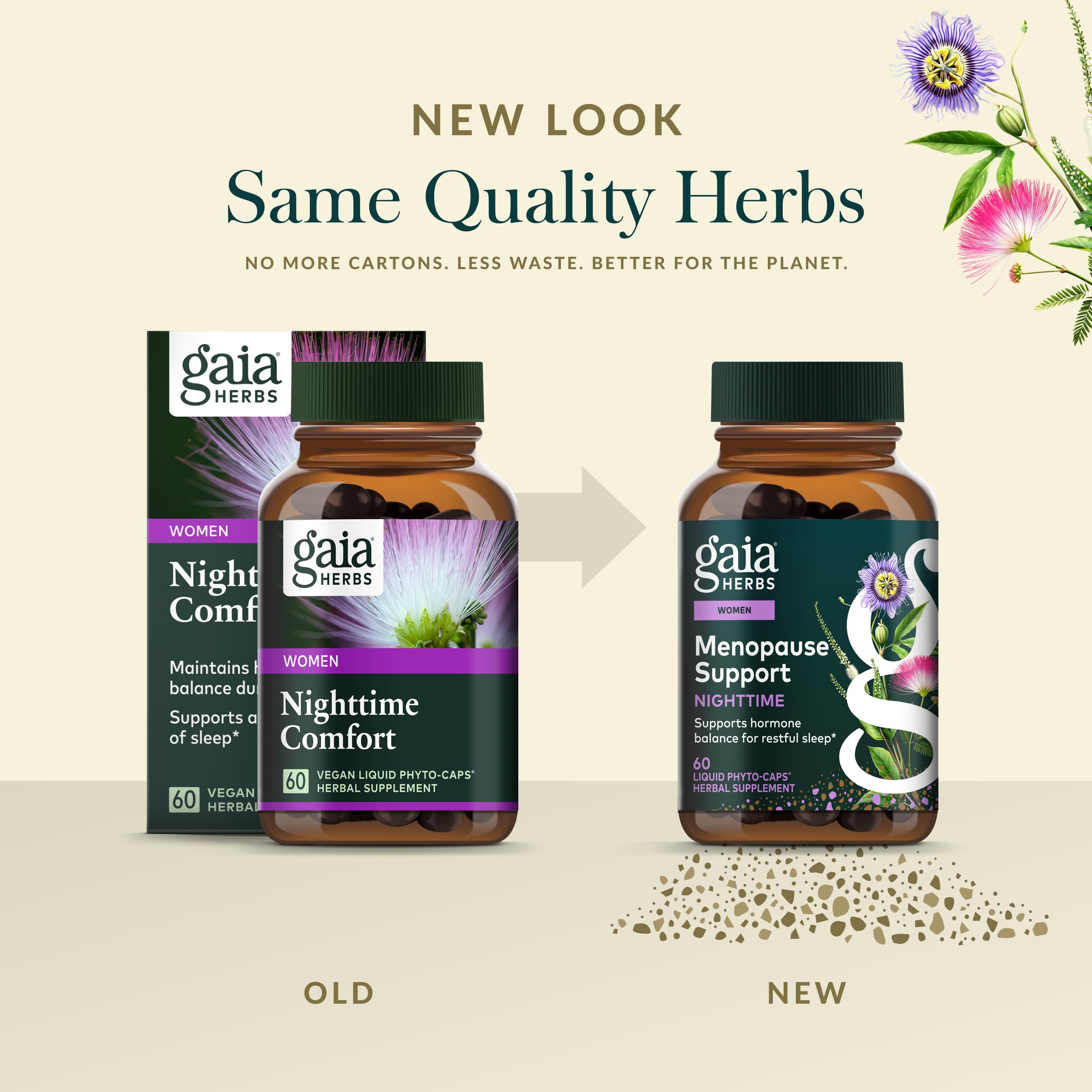 Gaia Herbs Menopause Support Nighttime - Menopause Supplement for Women* - with Black Cohosh, Mimosa, Passionflower & St. John's Wort - 60 Vegan Liquid Phyto-Caps (30 Servings) Gaia Herbs buy supplements canada