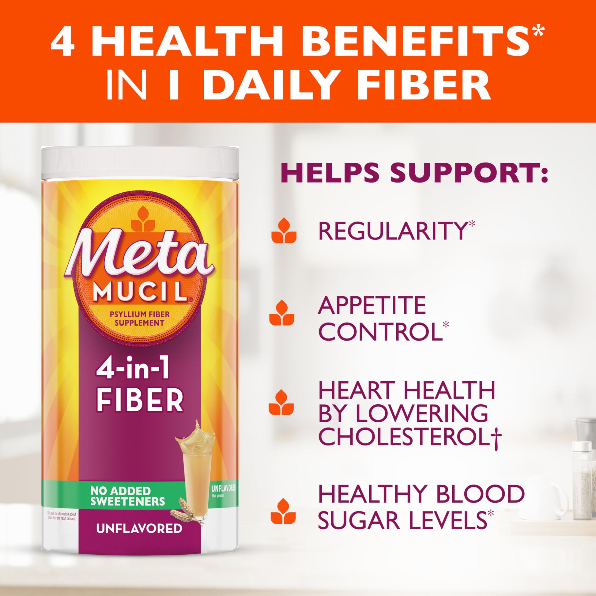 Metamucil, Psyllium Husk Powder, Unflavored with No Added Sweeteners, 114 Servings, 4-in-1 Fiber Supplement, Daily Psyllium Husk Fiber Powder Metamucil buy supplements canada