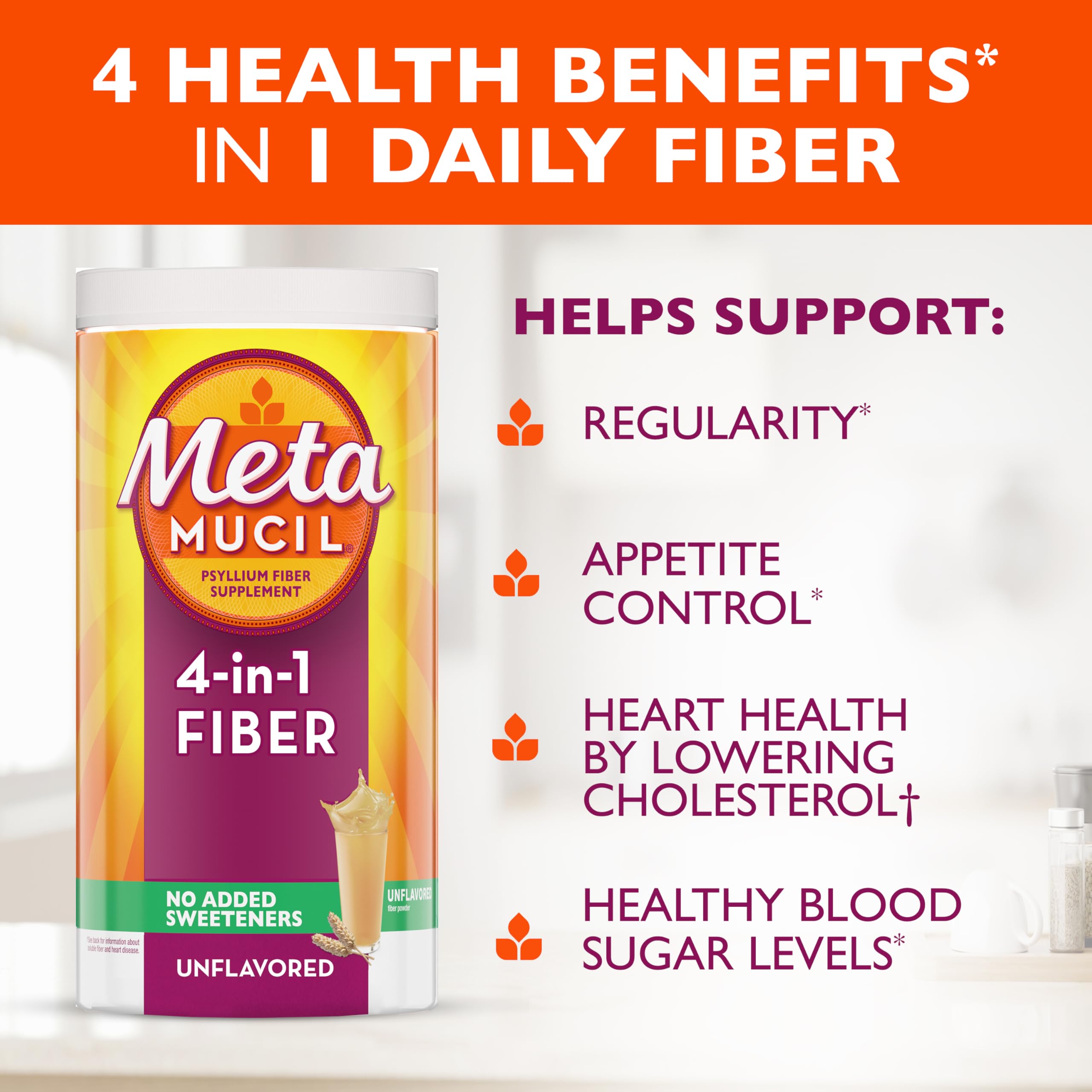 Metamucil, Psyllium Husk Powder, Unflavored with No Added Sweeteners, 114 Servings, 4-in-1 Fiber Supplement, Daily Psyllium Husk Fiber Powder Metamucil buy supplements canada
