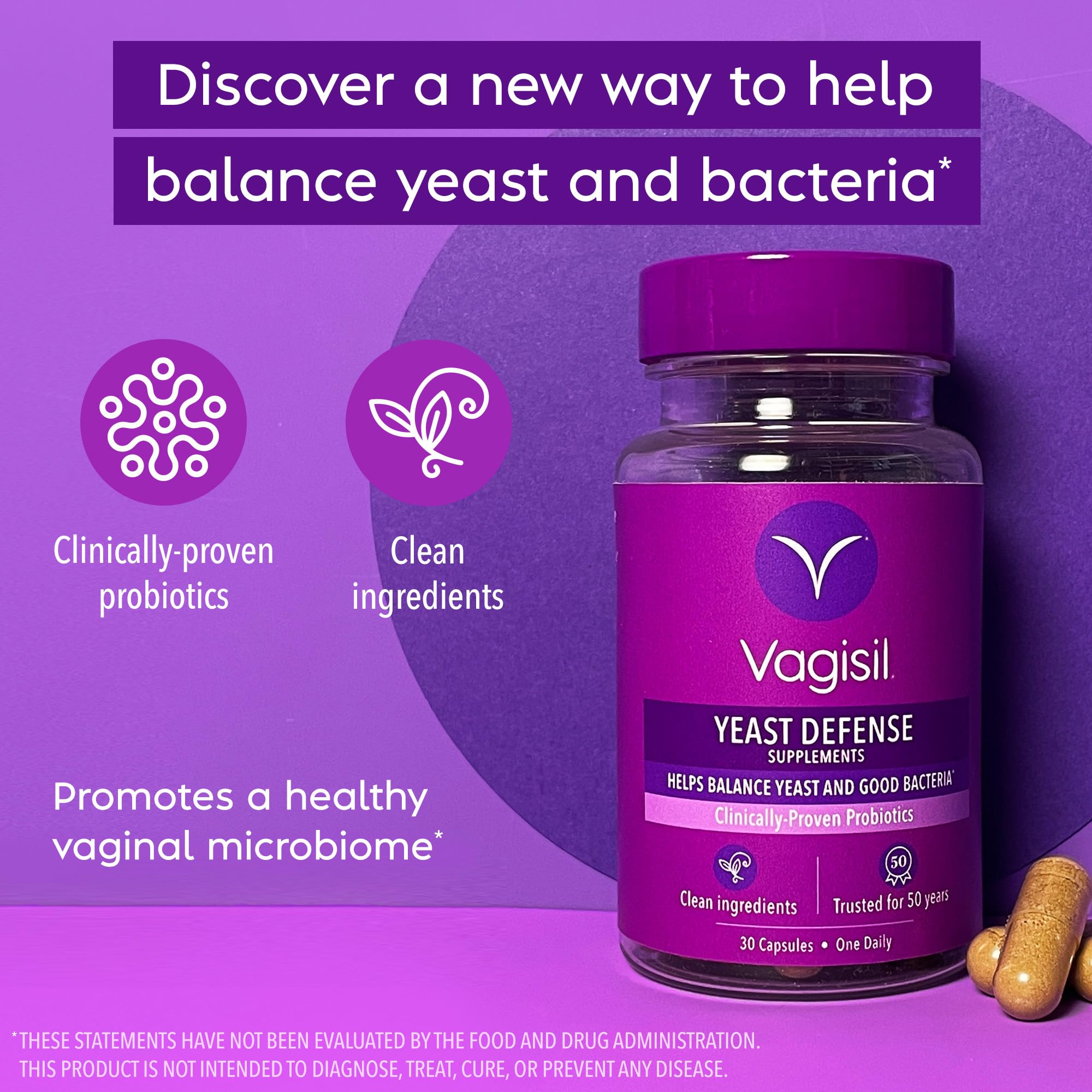 Vagisil Yeast Defense Supplements, Helps Balance Yeast and Good Bacteria, Clinically-Proven Probiotics Vagisil buy supplements canada