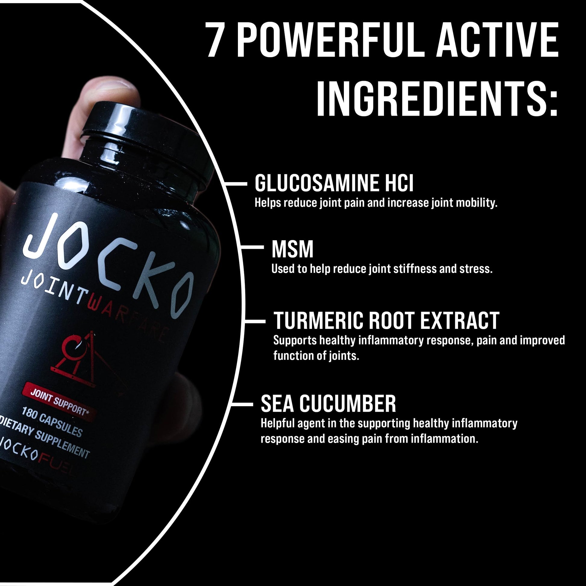 Jocko Fuel Joint Support Supplement - Glucosamine MSM for Joint Pain, Mobility, & Flexibility w/Turmeric & Boswellia (180 Capsules) Jocko Fuel buy supplements canada