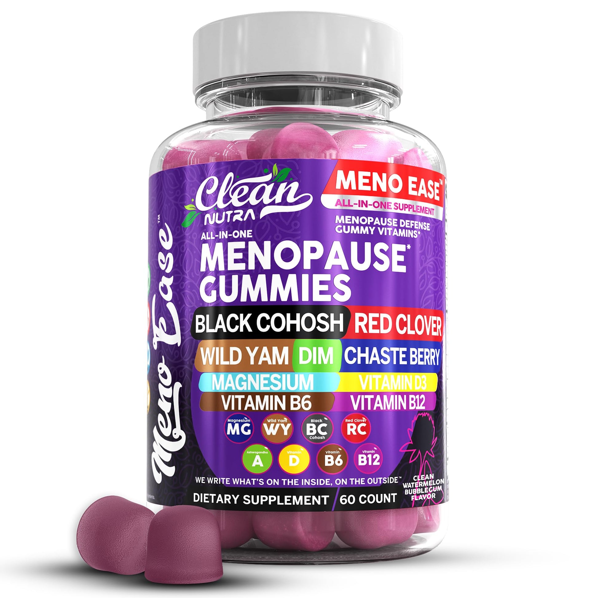 Menopause Supplement for Women Gummies with Black Cohosh, Wild Yam, DIM, Magnesium, Red Clover Chasteberry for Hormone Balance Relief Night Sweats Mood Plus Bergamot, Vitamin D3, Vitamin B6 B12 Clean Nutraceuticals buy supplements canada