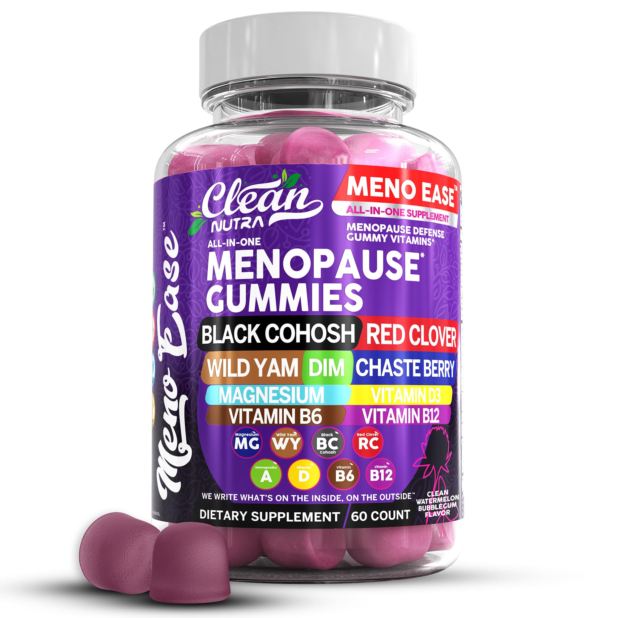 Menopause Supplement for Women Gummies with Black Cohosh, Wild Yam, DIM, Magnesium, Red Clover Chasteberry for Hormone Balance Relief Night Sweats Mood Plus Bergamot, Vitamin D3, Vitamin B6 B12 Clean Nutraceuticals buy supplements canada