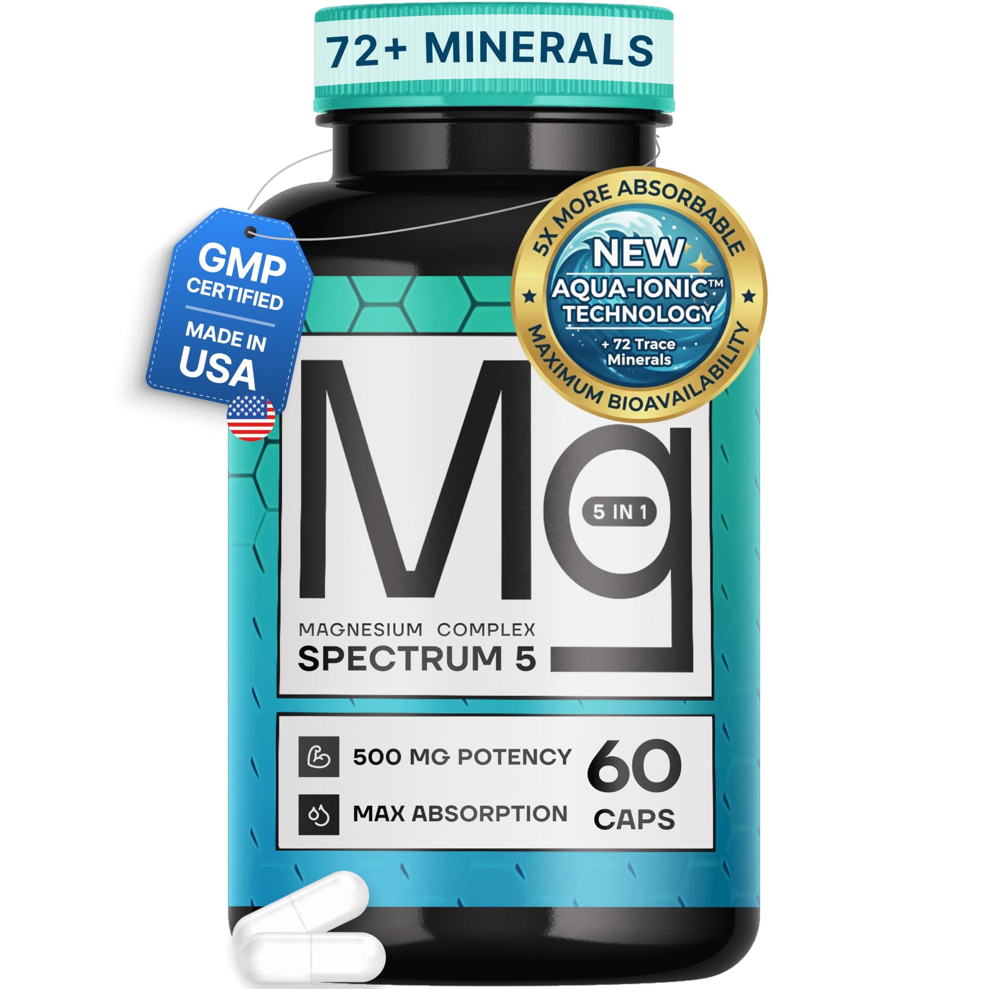 Spectrum 5 Magnesium | 5-in-1 Complex + 72 Trace Minerals for Enhanced Absorption | Irish Sea Sourced | 500mg per Serving SonoHealth buy supplements canada