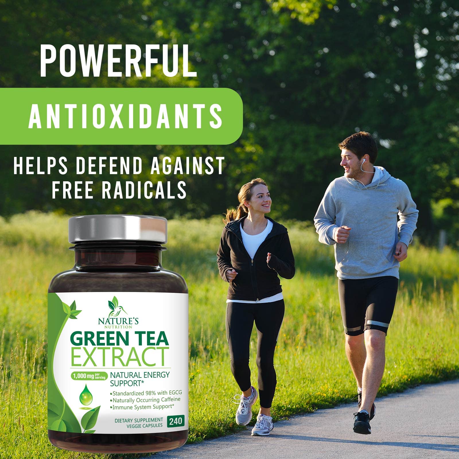 Green Tea Extract Capsules 1000mg 98% Standardized EGCG - 3X Strength for Natural Nature's Nutrition buy supplements canada